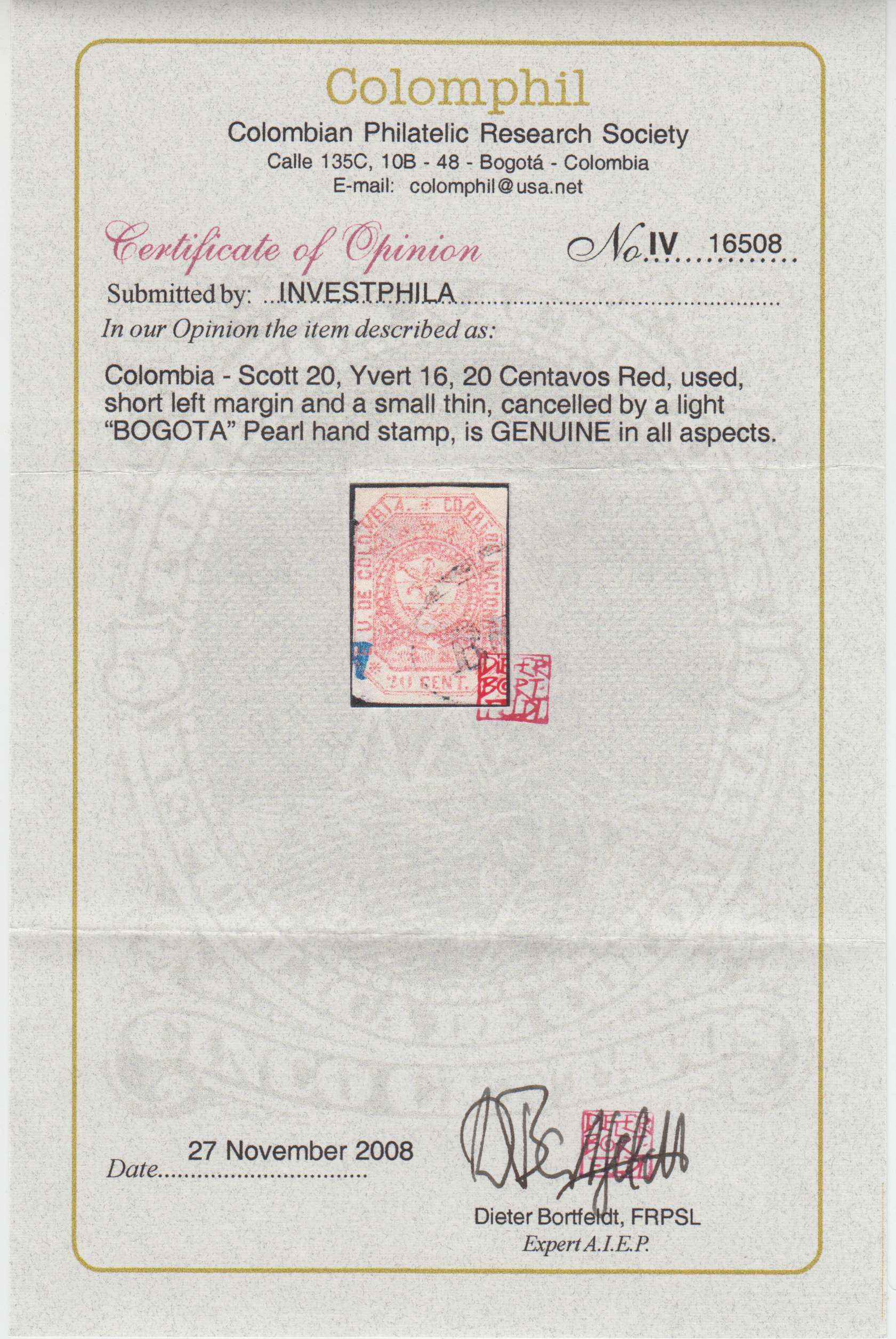 Colombia 1862 — Coat of Arms