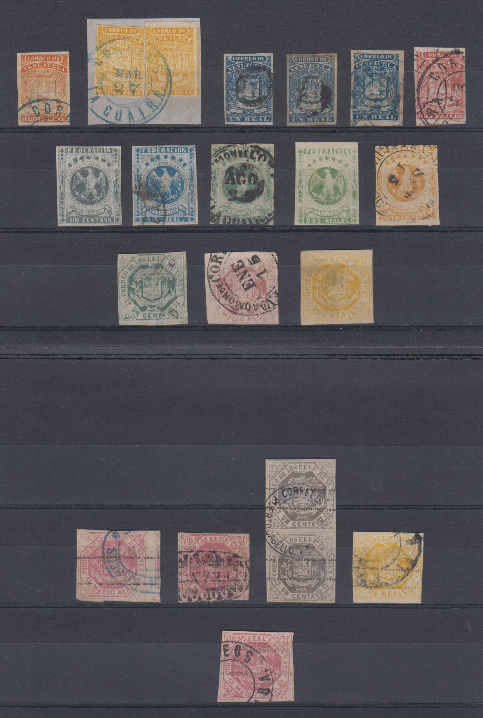 Venezuela 1859 — Scott 4 thru 45 not complete