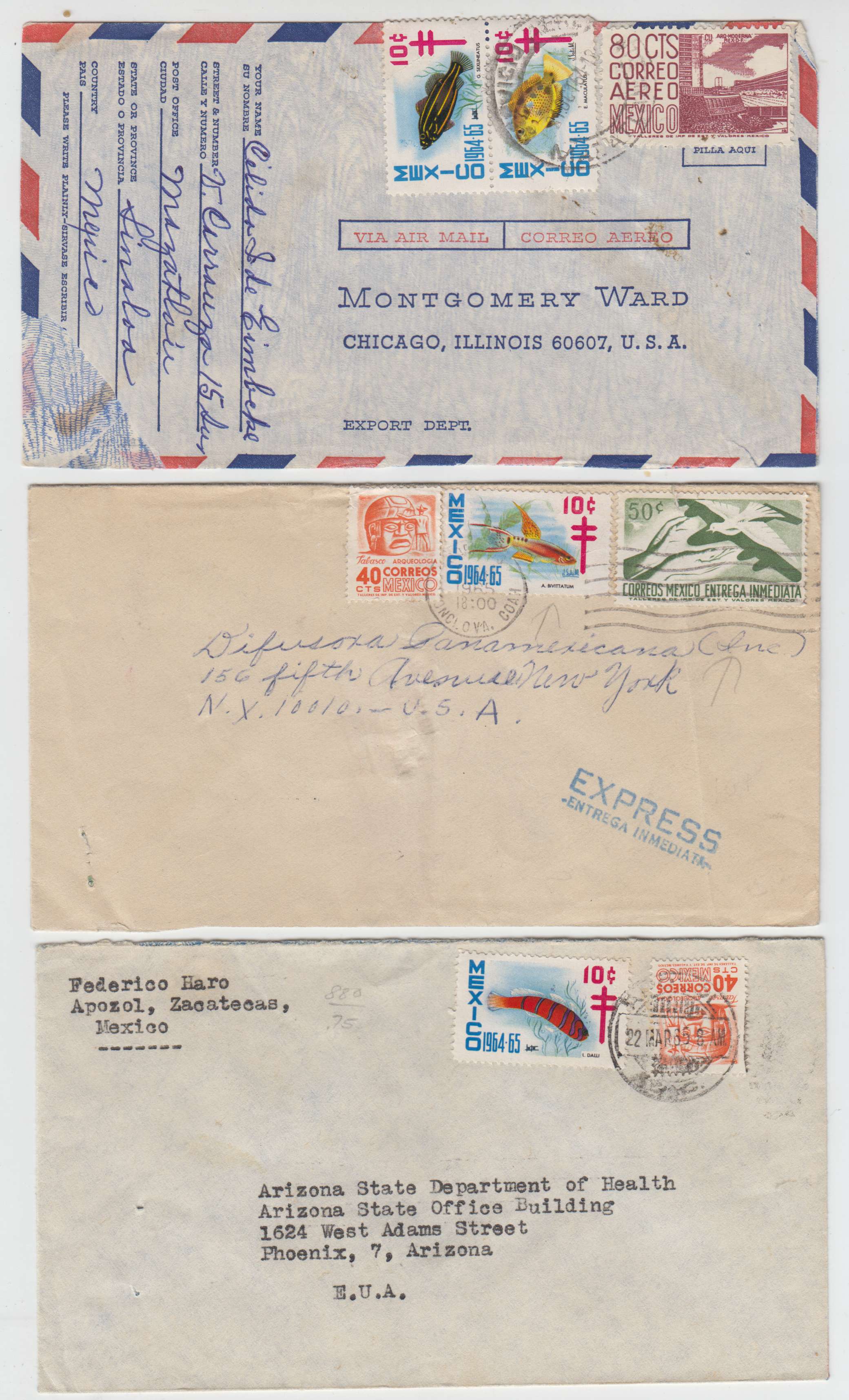 Mexico 1955 — Tbc relief labels