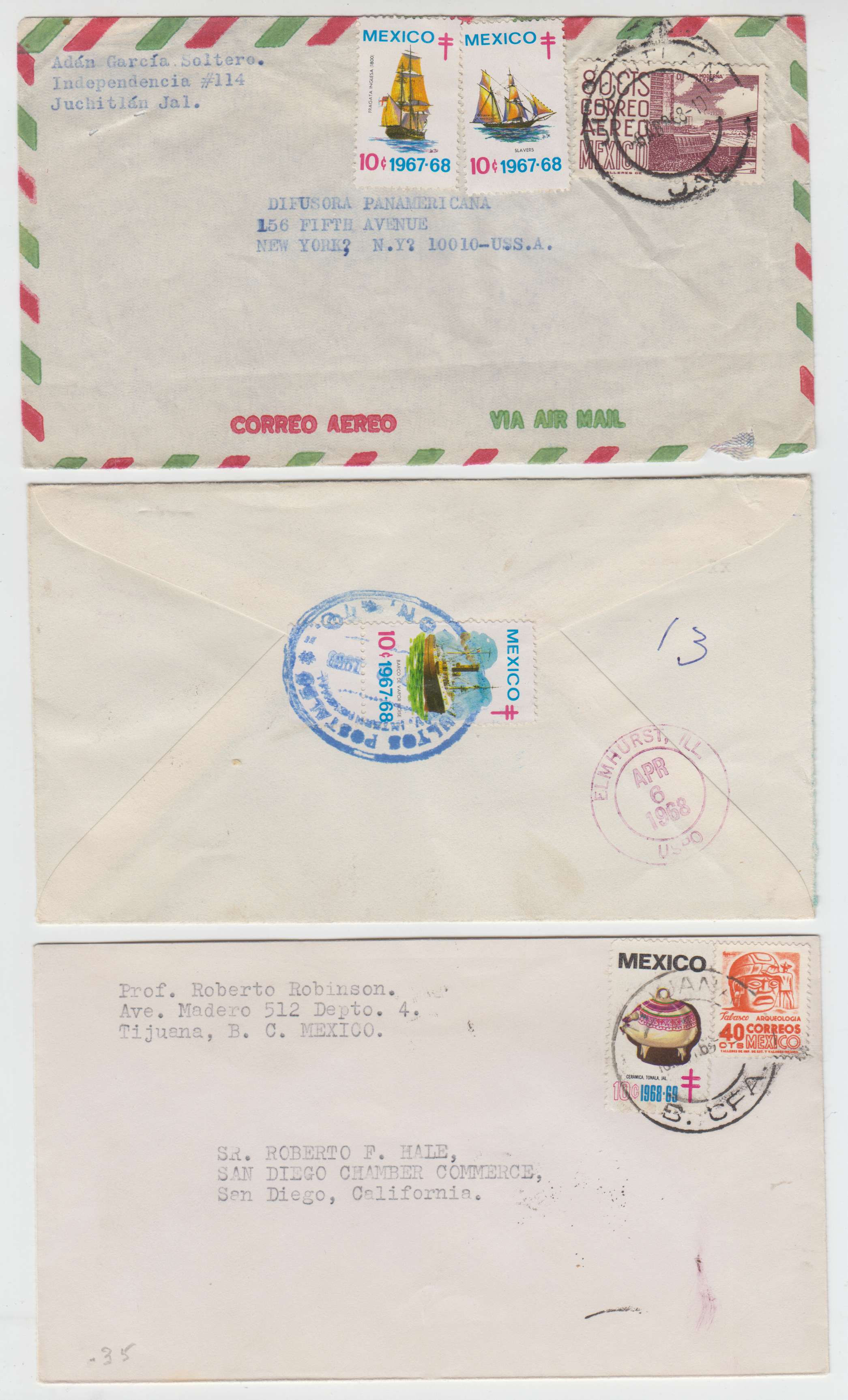 Mexico 1955 — Tbc relief labels