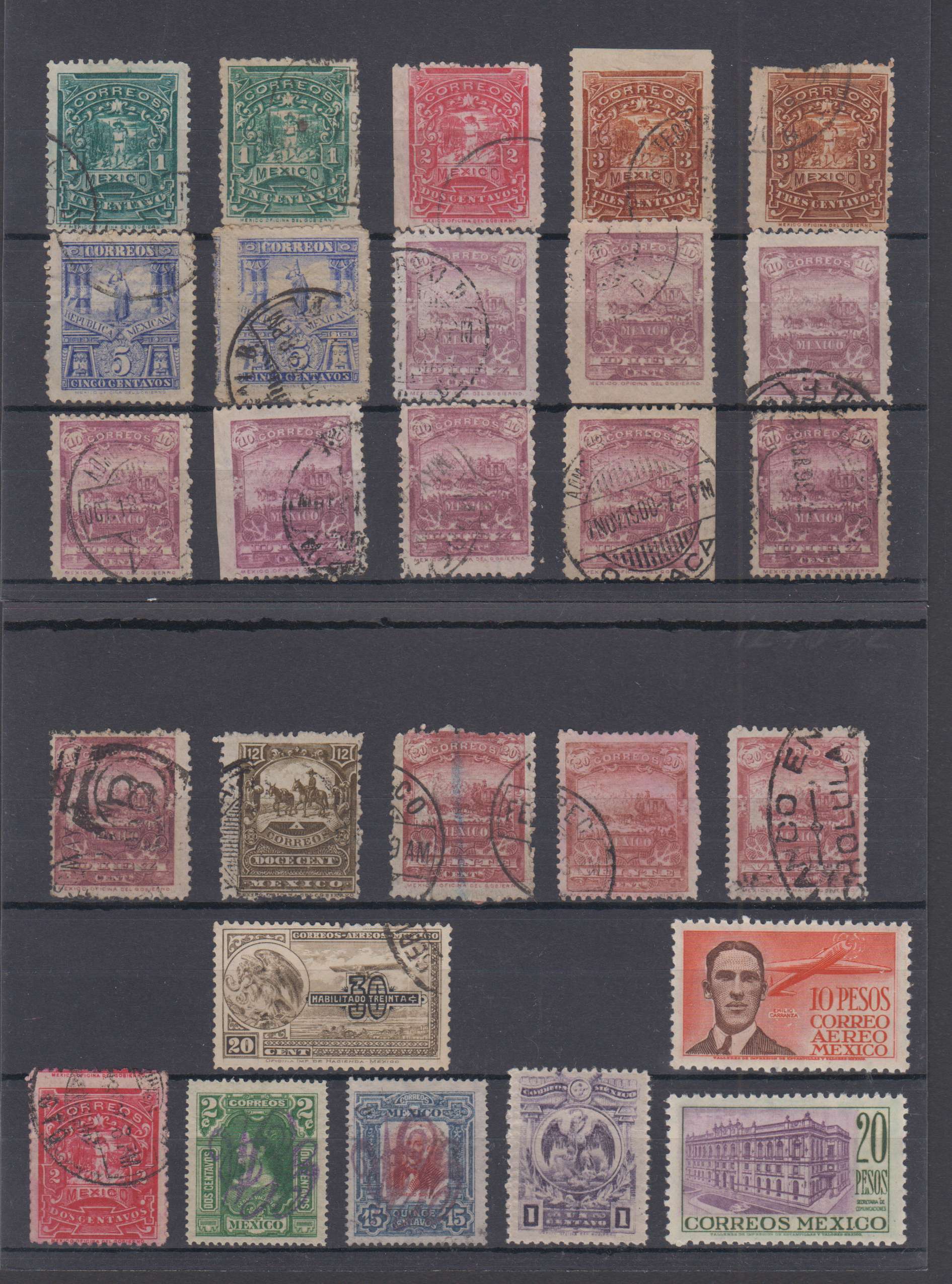 Mexico 1895 — Scott 242 thru 258, 371, 376, 576 & others