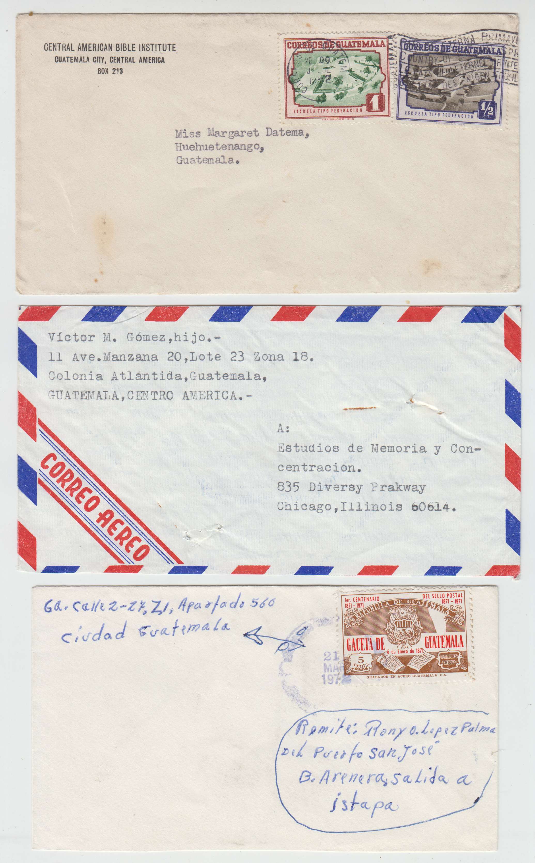 Guatemala 1948 — Group of 30 covers with better frankings used domestically, to USA or Argentina