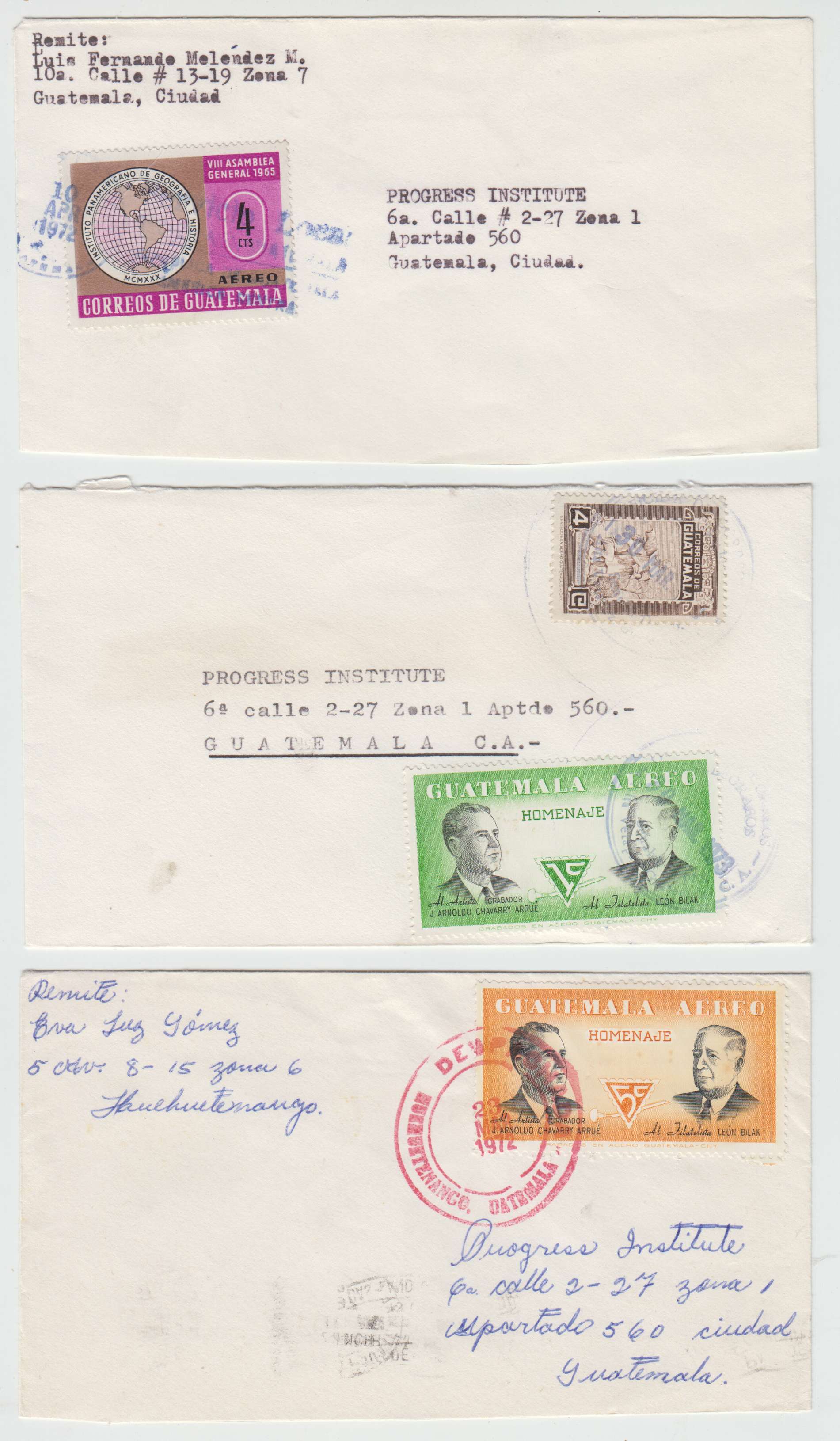 Guatemala 1948 — Group of 30 covers with better frankings used domestically, to USA or Argentina