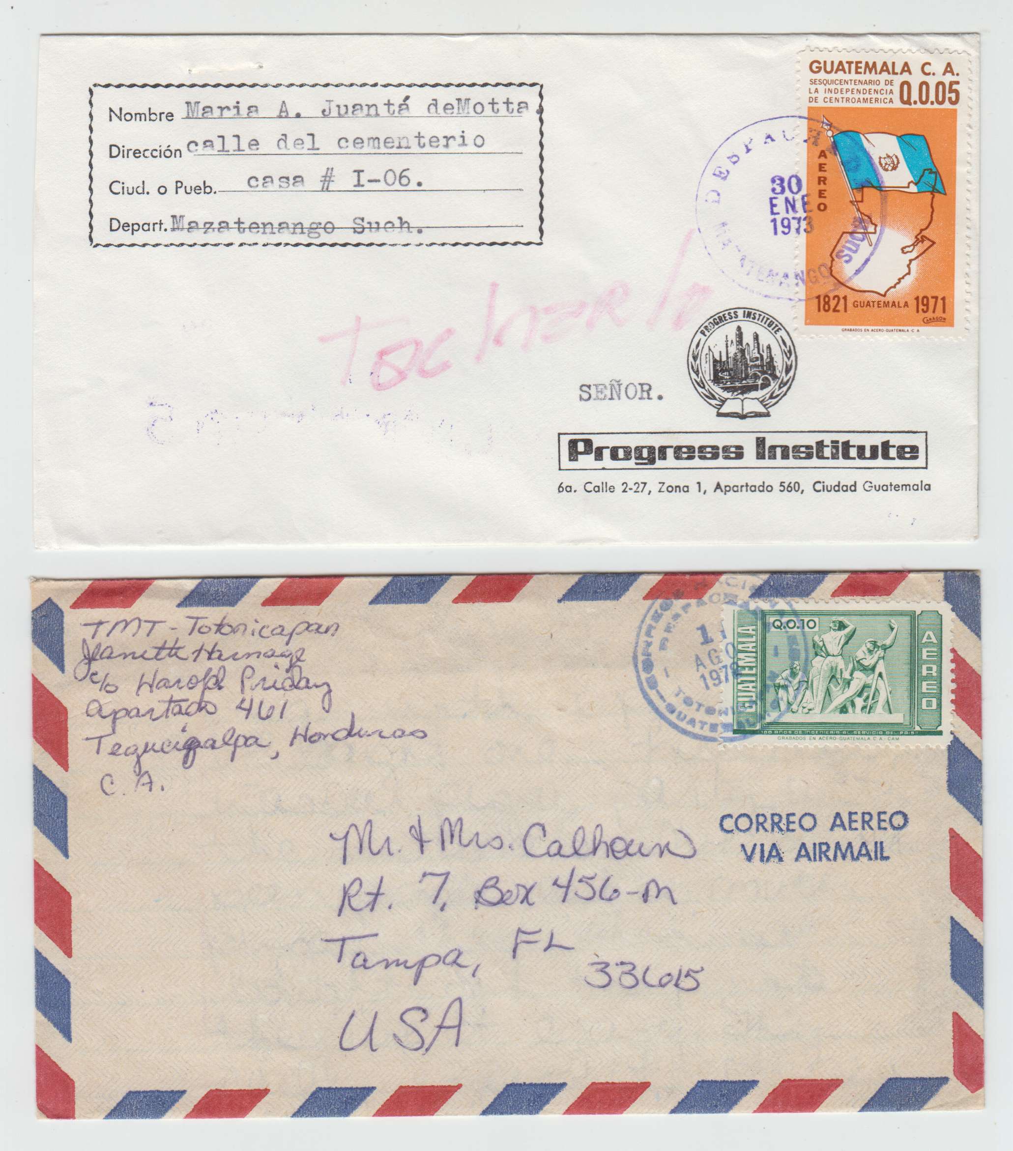 Guatemala 1948 — Group of 30 covers with better frankings used domestically, to USA or Argentina