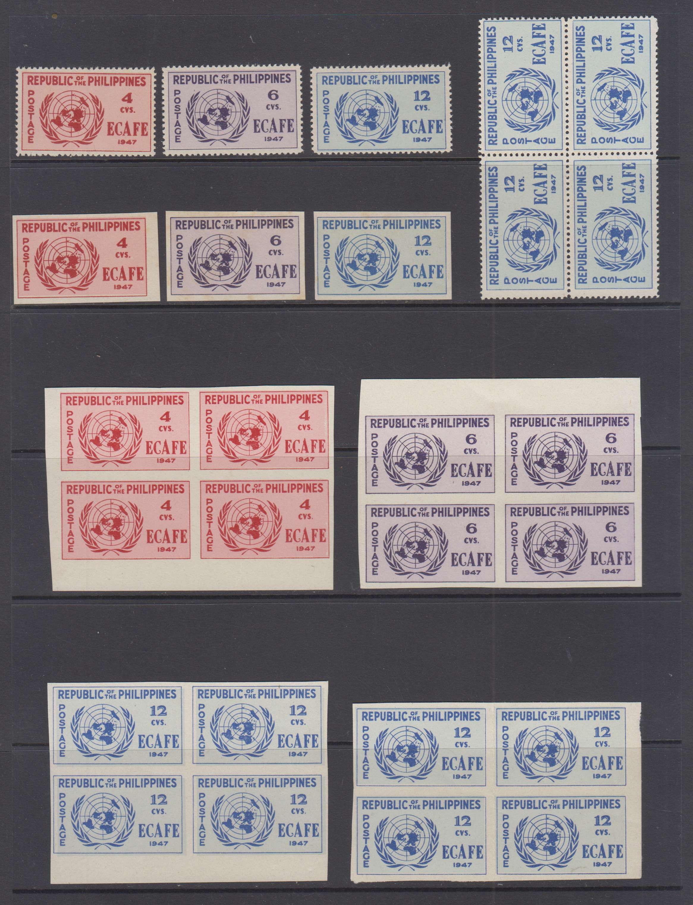 Philippines 1947 — Scott 516-518a, 522-524, C67, 528-529, 605-607 & C74-c76, 620-623, B1-b3 & Cb1-cb3