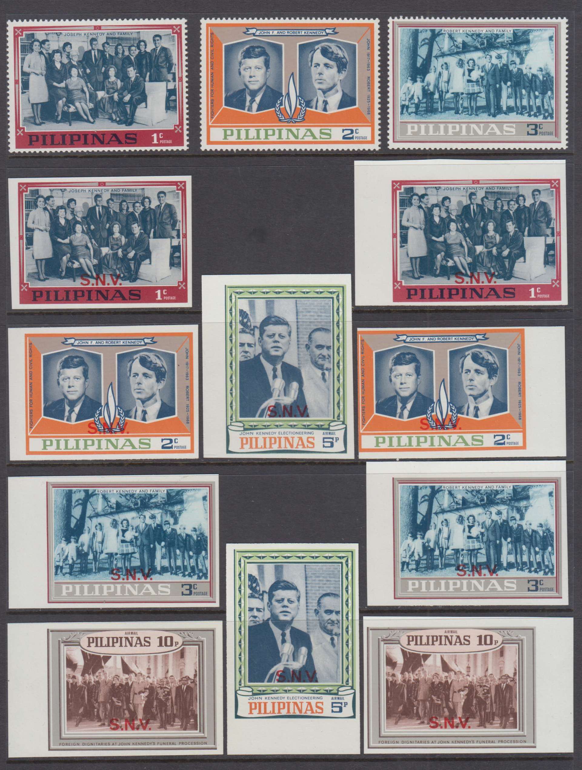 Philippines 1951 — Unissued Kennedy perf or imperf, Tbc fight seal, cinderella, 26 items including…