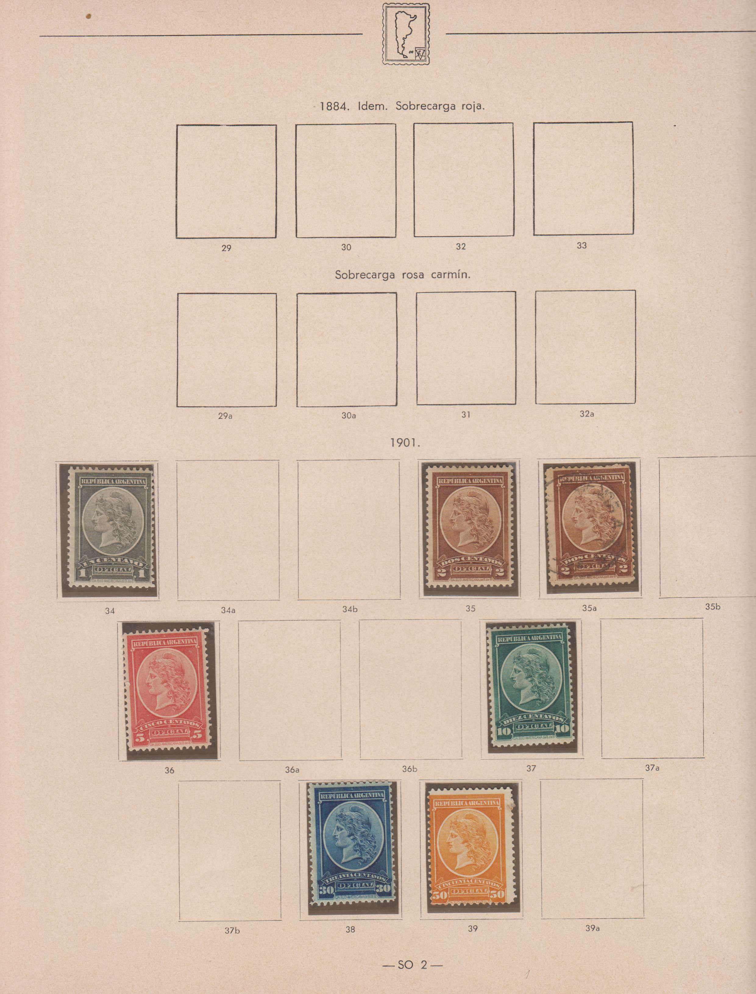 Argentina — Official Stamps collection on 20 album pages featuring Scott 01 thru 0163 not complete…