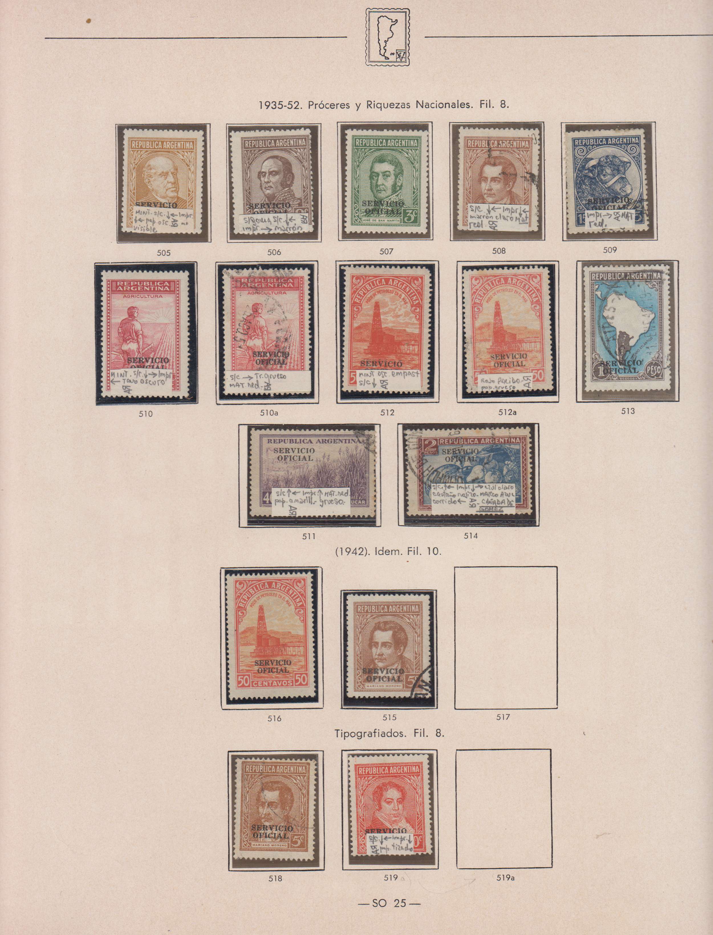 Argentina — Official Stamps collection on 20 album pages featuring Scott 01 thru 0163 not complete…