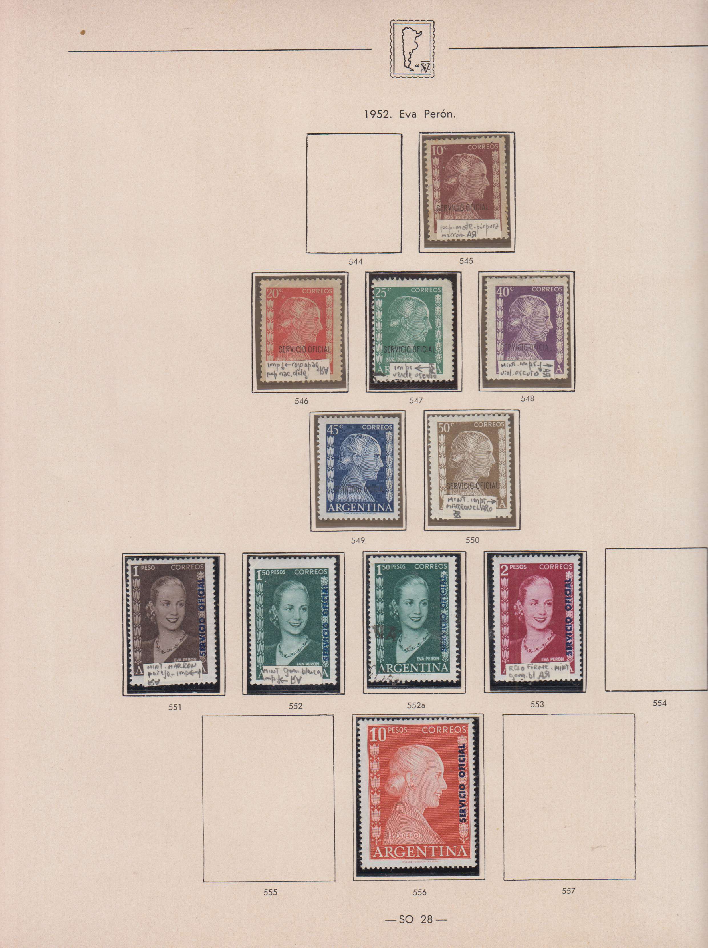 Argentina — Official Stamps collection on 20 album pages featuring Scott 01 thru 0163 not complete…
