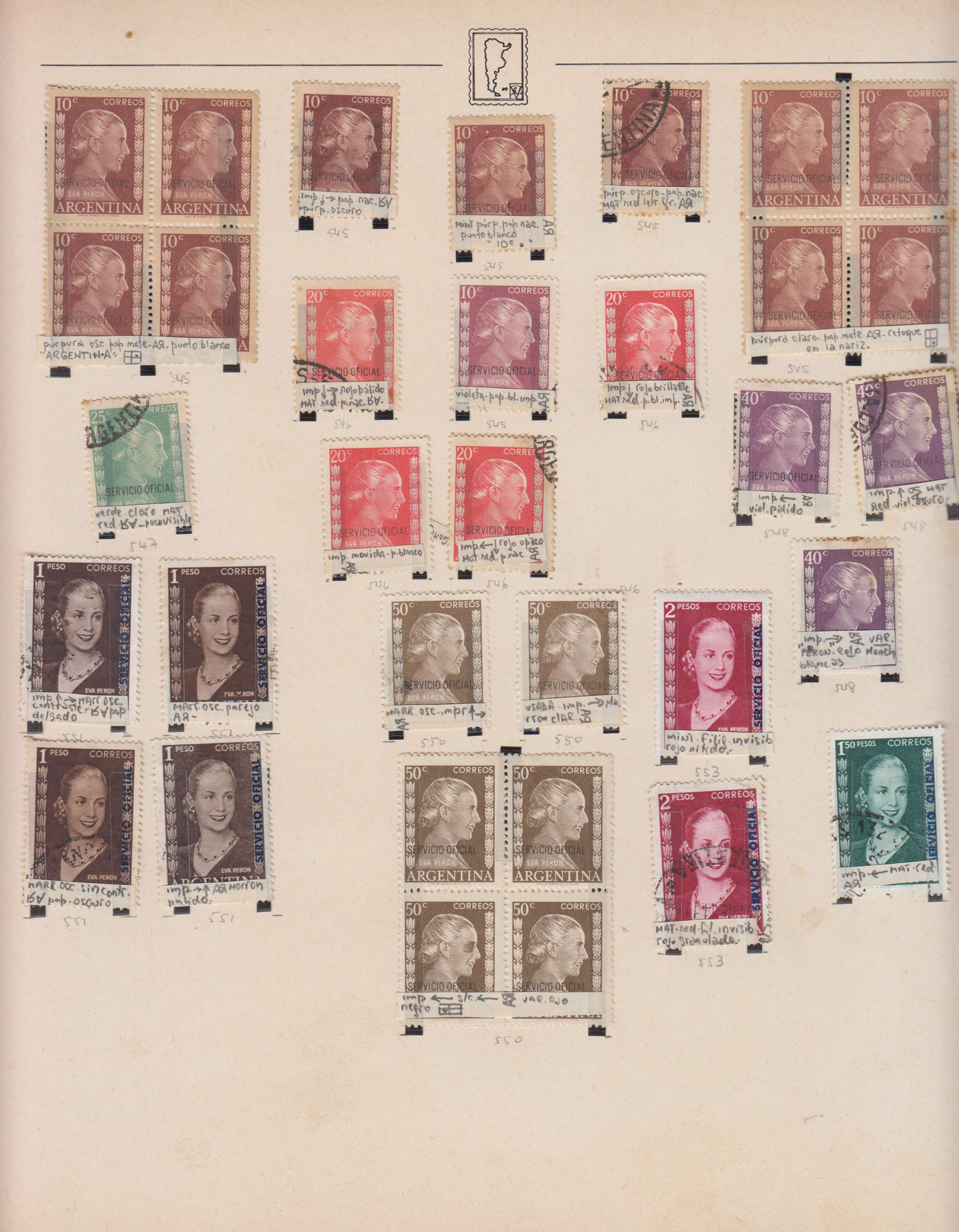 Argentina — Official Stamps collection on 20 album pages featuring Scott 01 thru 0163 not complete…