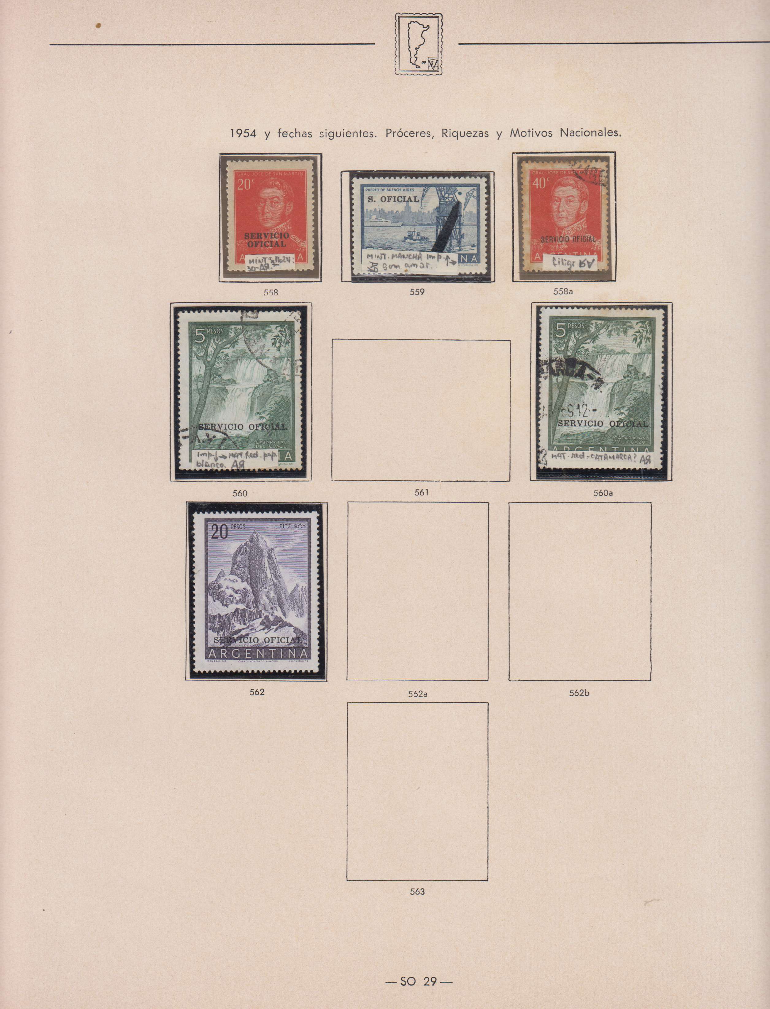 Argentina — Official Stamps collection on 20 album pages featuring Scott 01 thru 0163 not complete…