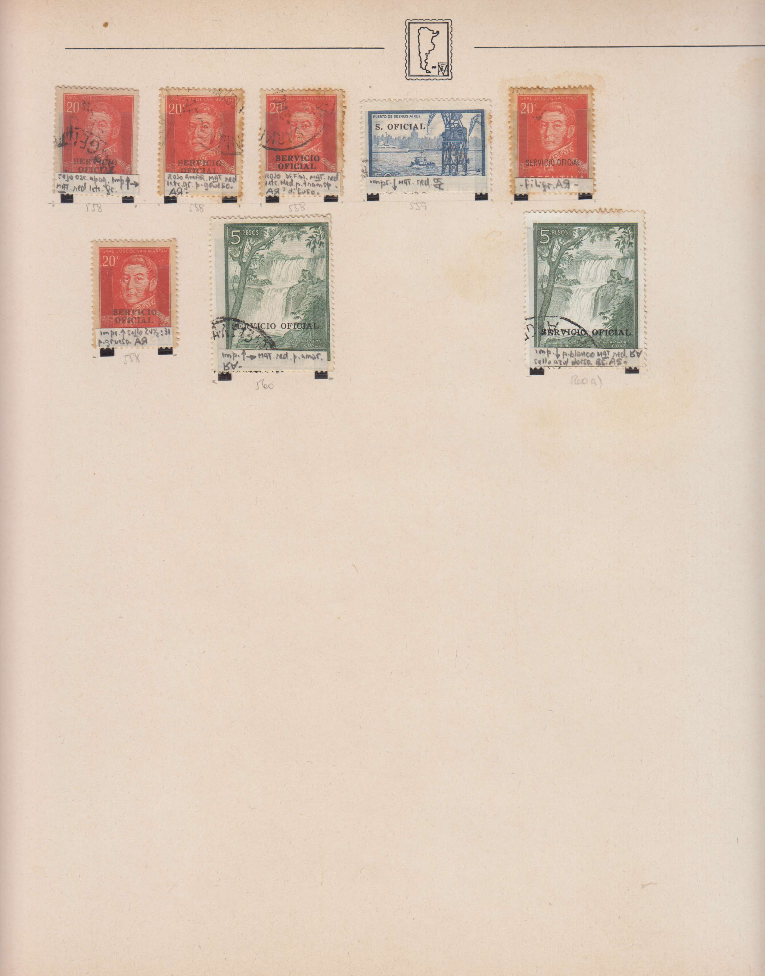 Argentina — Official Stamps collection on 20 album pages featuring Scott 01 thru 0163 not complete…