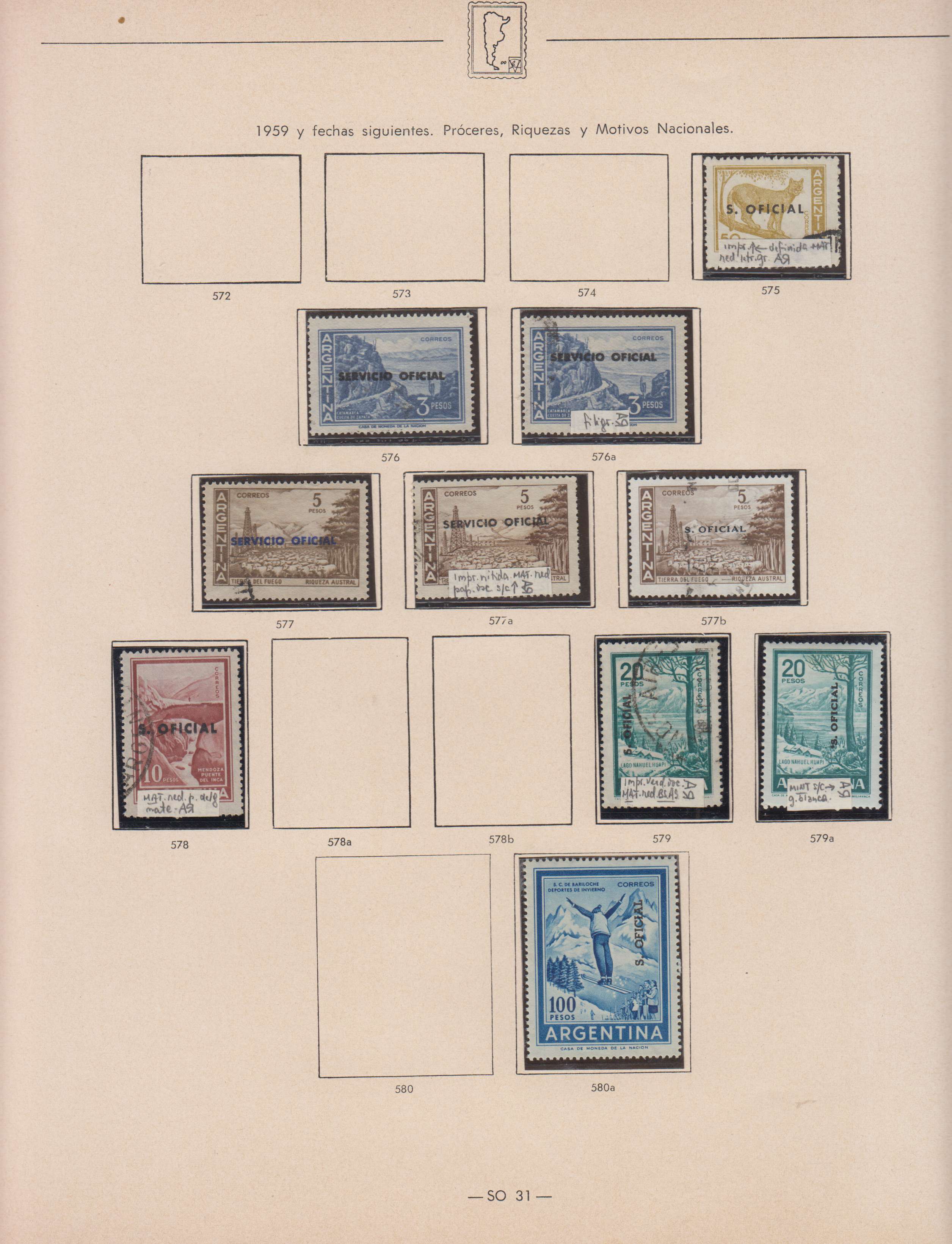 Argentina — Official Stamps collection on 20 album pages featuring Scott 01 thru 0163 not complete…
