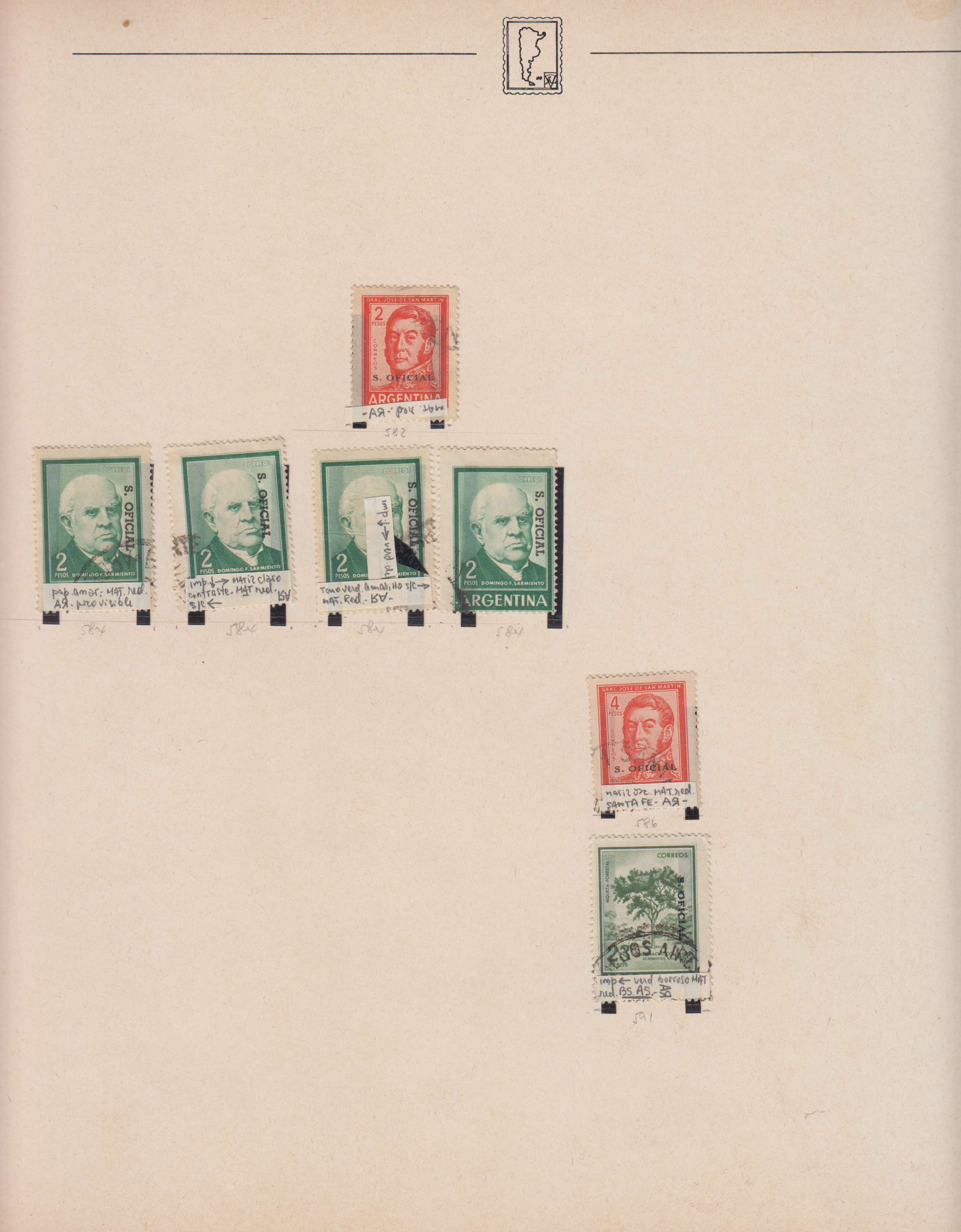 Argentina — Official Stamps collection on 20 album pages featuring Scott 01 thru 0163 not complete…