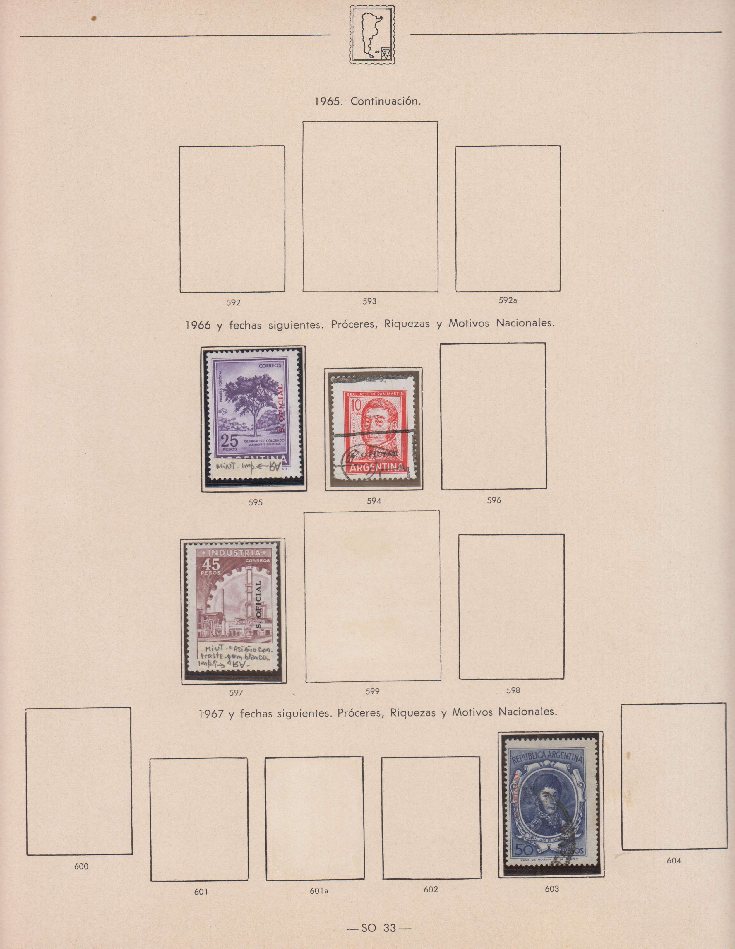 Argentina — Official Stamps collection on 20 album pages featuring Scott 01 thru 0163 not complete…