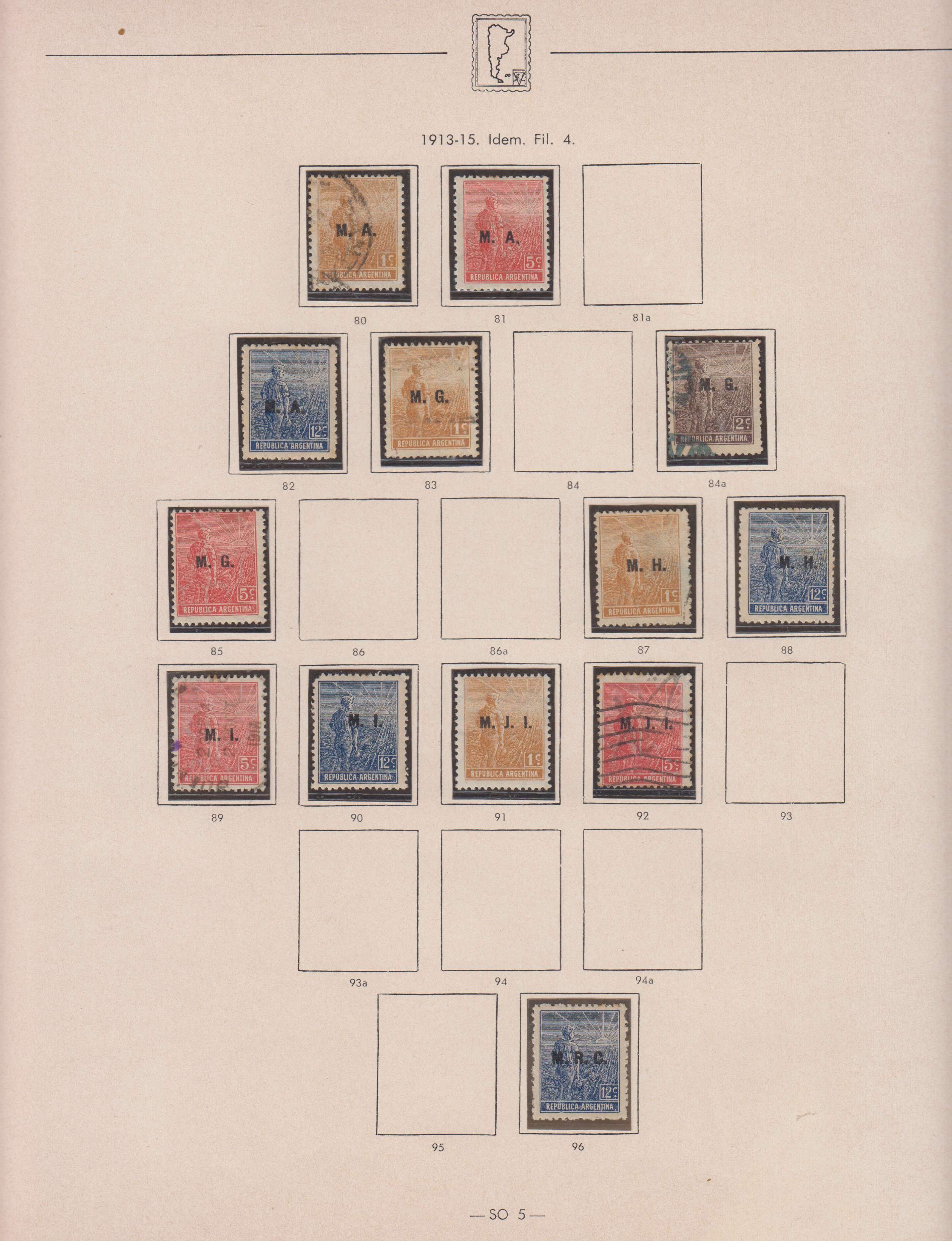 Argentina 1913 — Official Department Stamps collection on 36 album pages featuring Scott Od1 thru Od357…