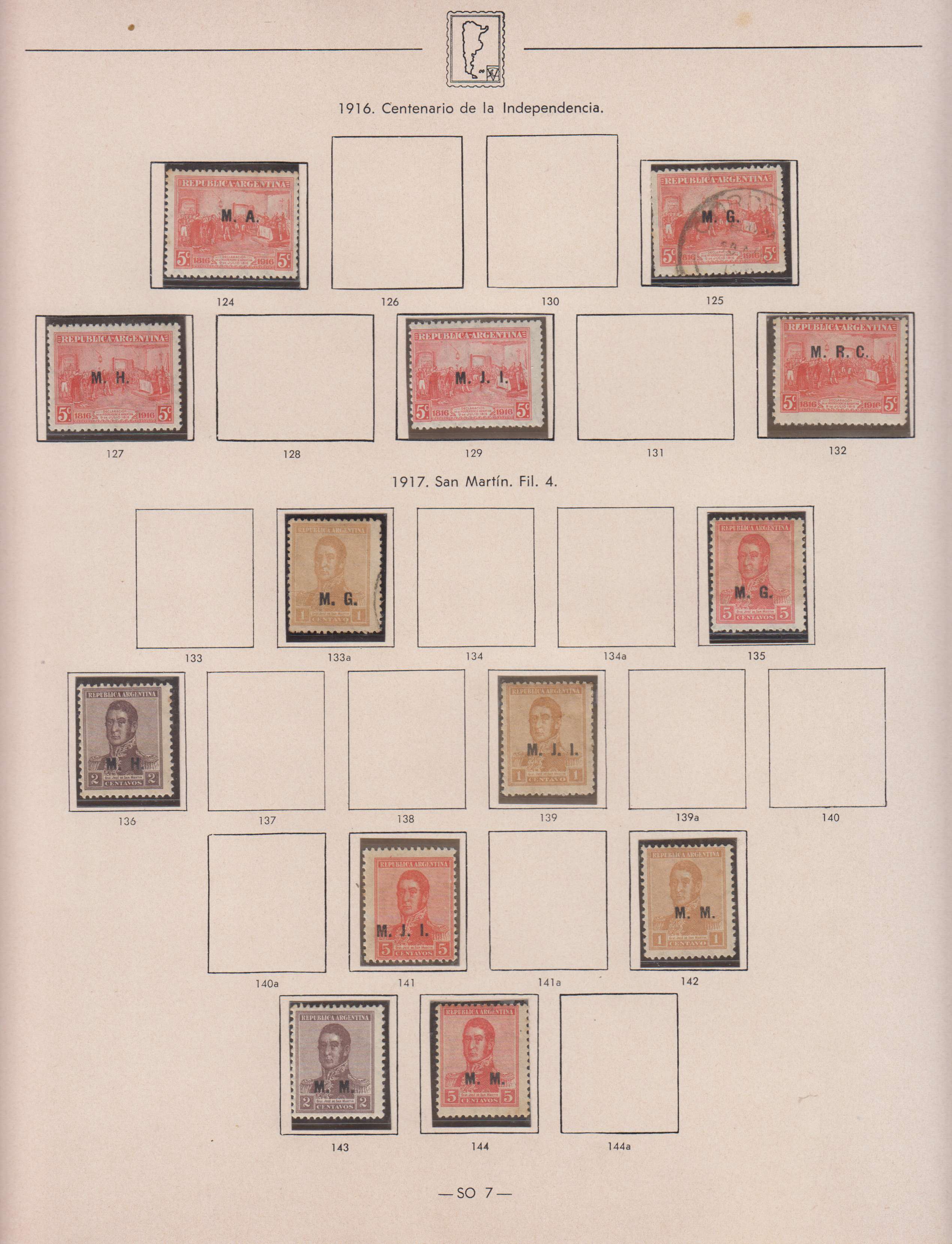 Argentina 1913 — Official Department Stamps collection on 36 album pages featuring Scott Od1 thru Od357…