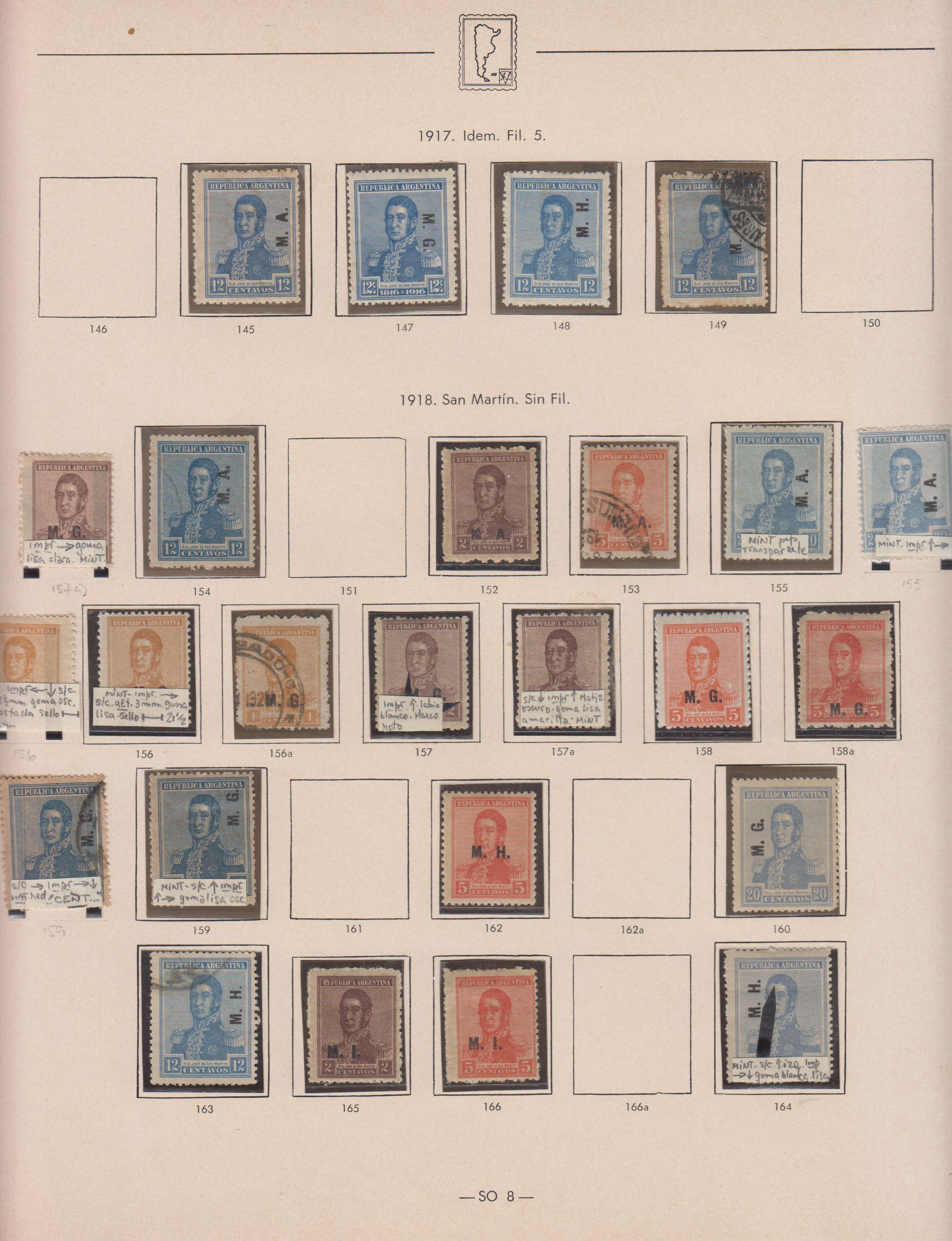 Argentina 1913 — Official Department Stamps collection on 36 album pages featuring Scott Od1 thru Od357…