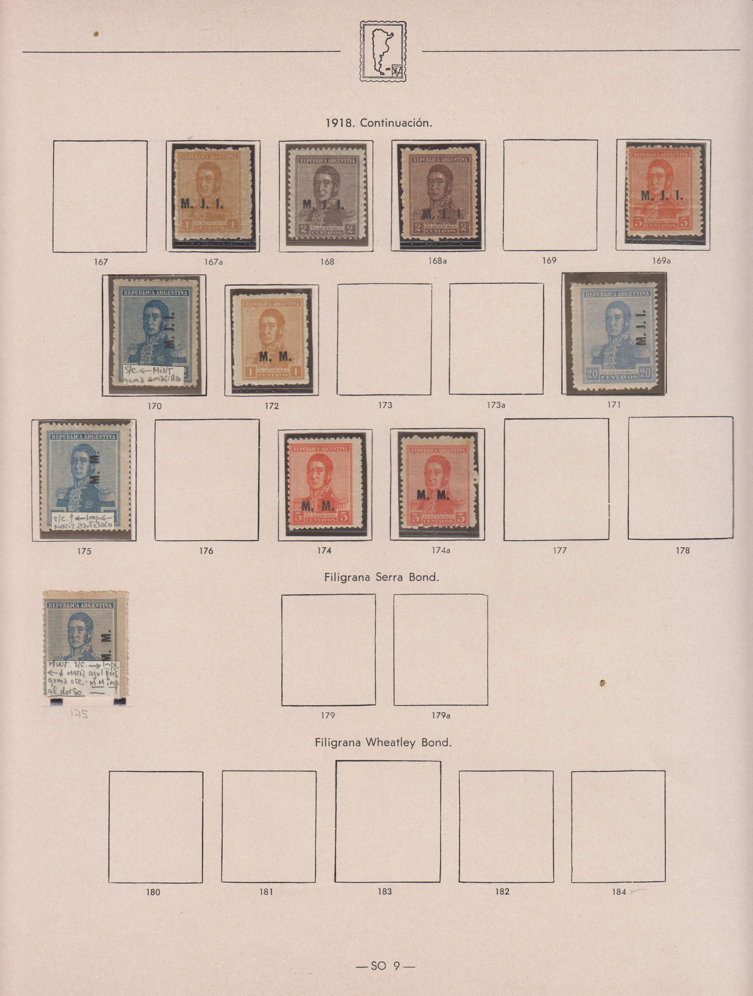 Argentina 1913 — Official Department Stamps collection on 36 album pages featuring Scott Od1 thru Od357…