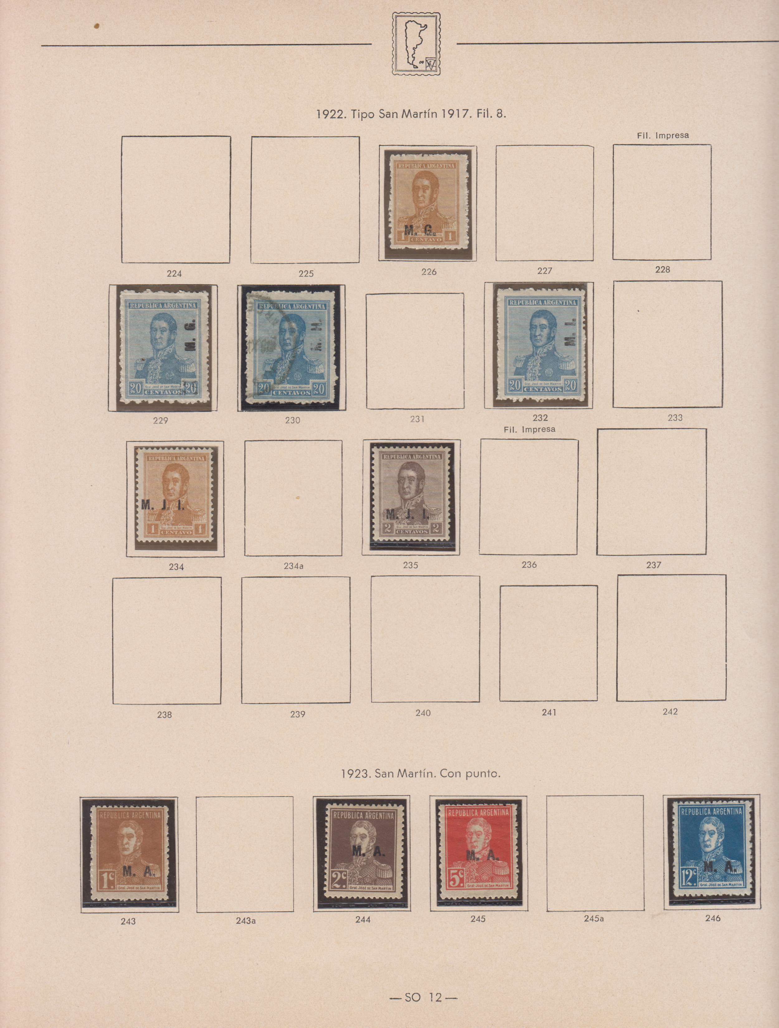 Argentina 1913 — Official Department Stamps collection on 36 album pages featuring Scott Od1 thru Od357…