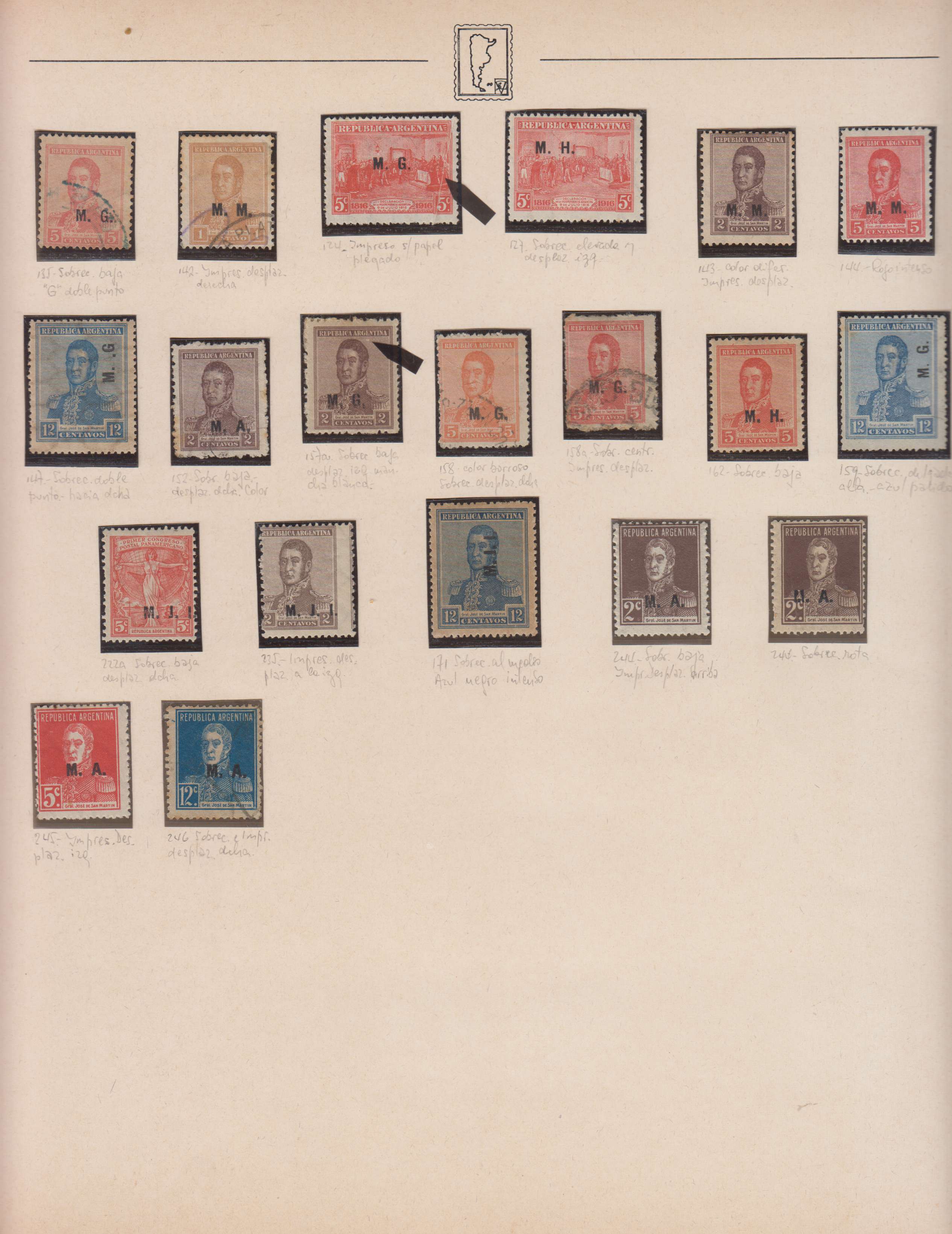 Argentina 1913 — Official Department Stamps collection on 36 album pages featuring Scott Od1 thru Od357…