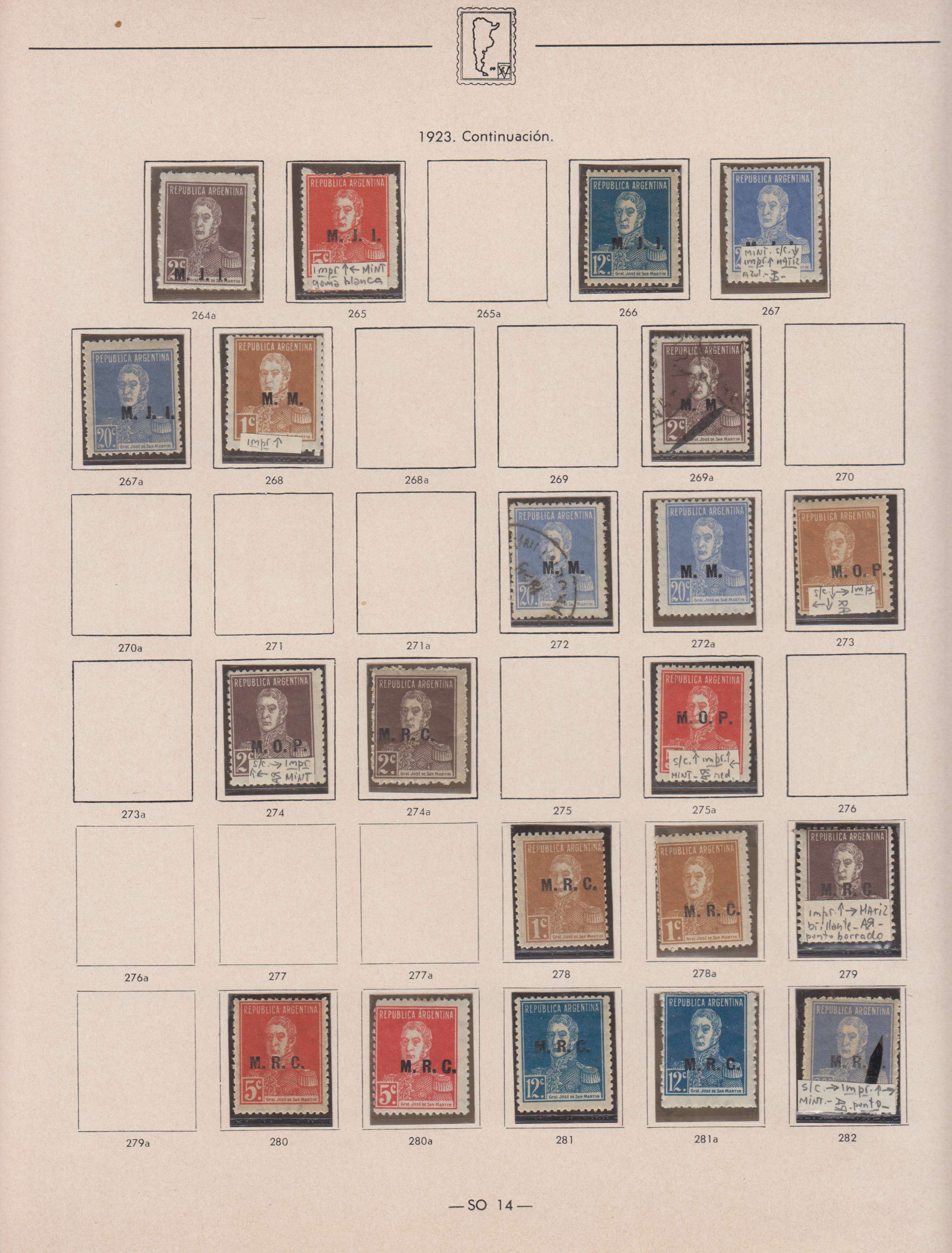 Argentina 1913 — Official Department Stamps collection on 36 album pages featuring Scott Od1 thru Od357…