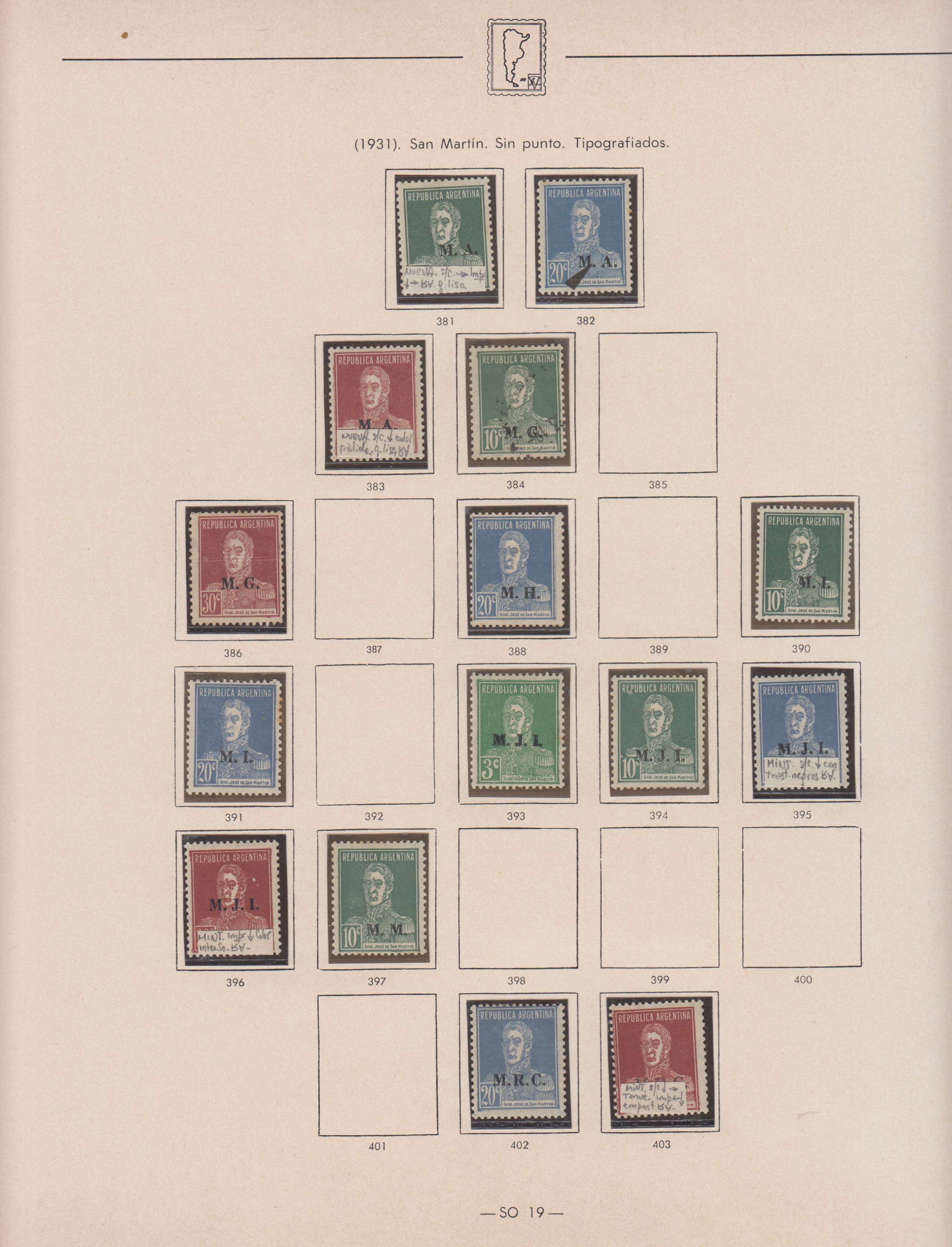 Argentina 1913 — Official Department Stamps collection on 36 album pages featuring Scott Od1 thru Od357…