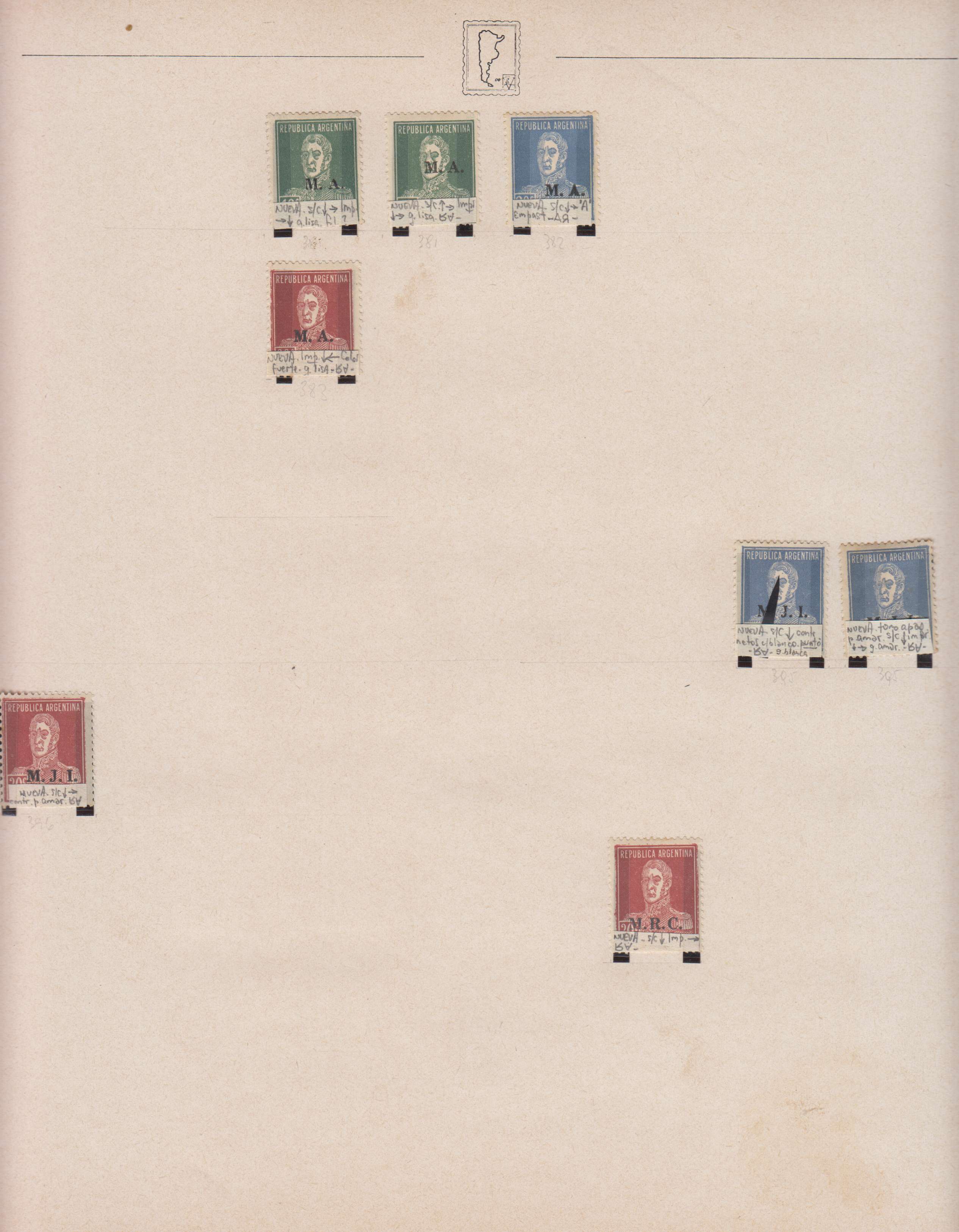 Argentina 1913 — Official Department Stamps collection on 36 album pages featuring Scott Od1 thru Od357…