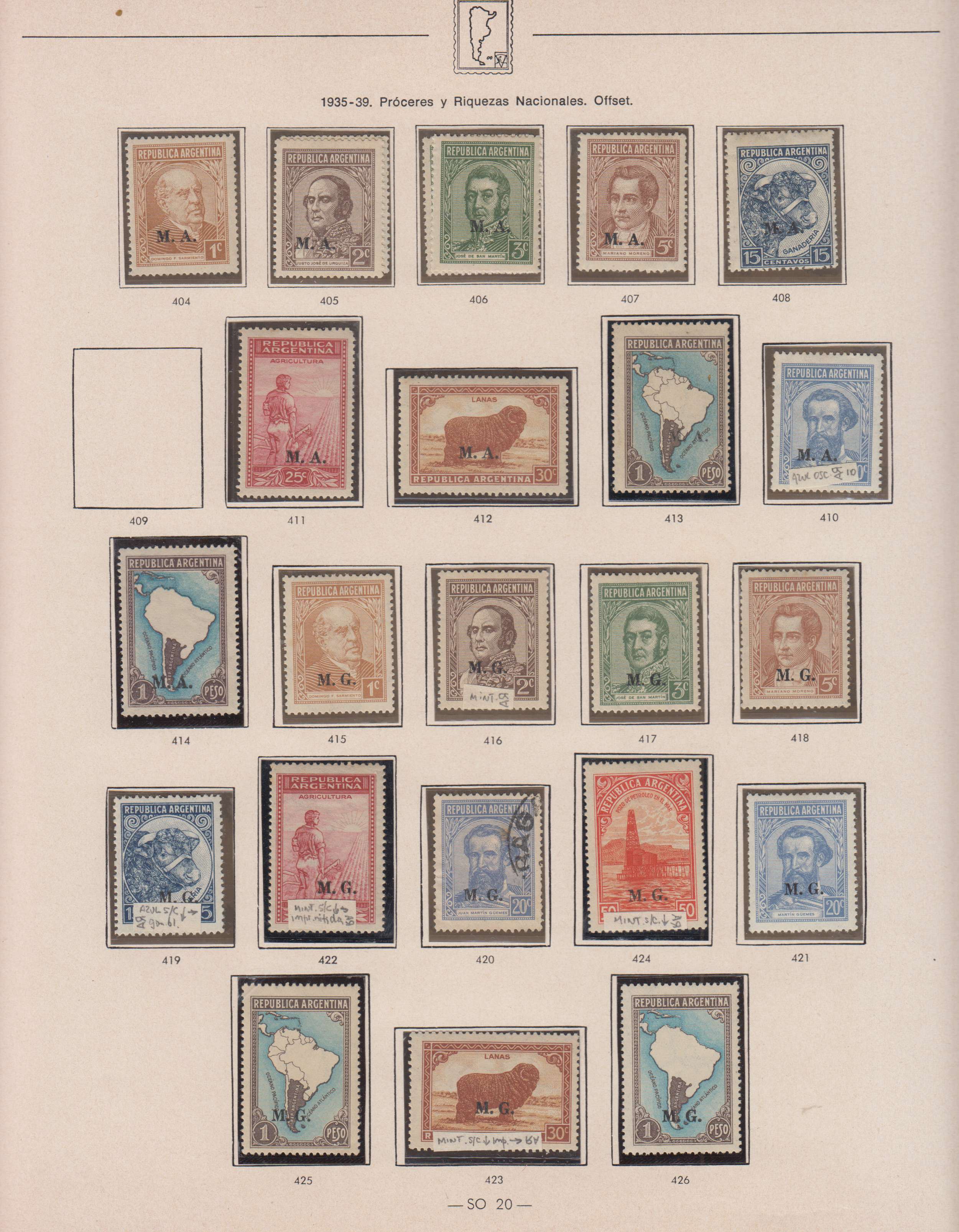 Argentina 1913 — Official Department Stamps collection on 36 album pages featuring Scott Od1 thru Od357…