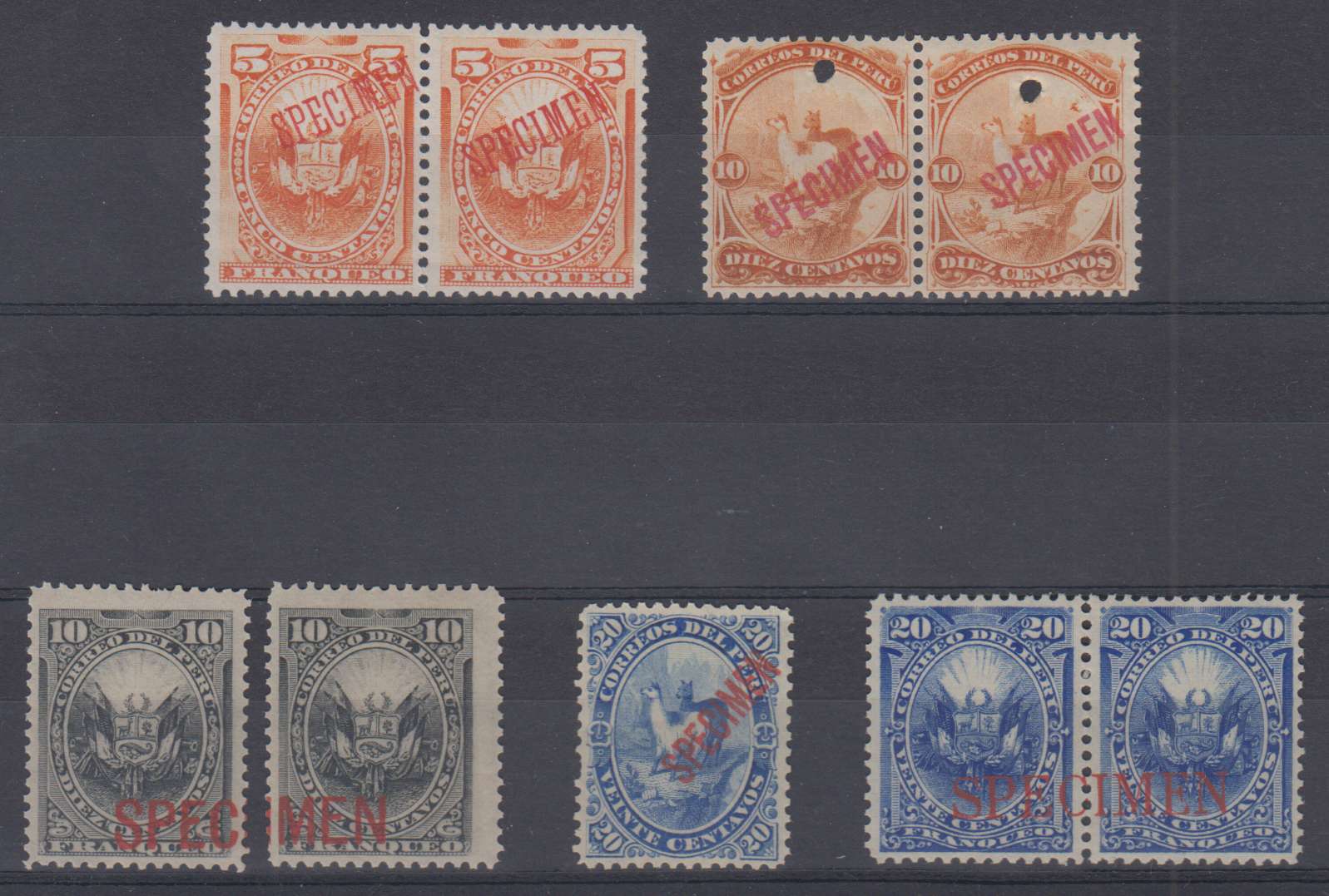 Peru 1885 — Scott 108 & 110-113
