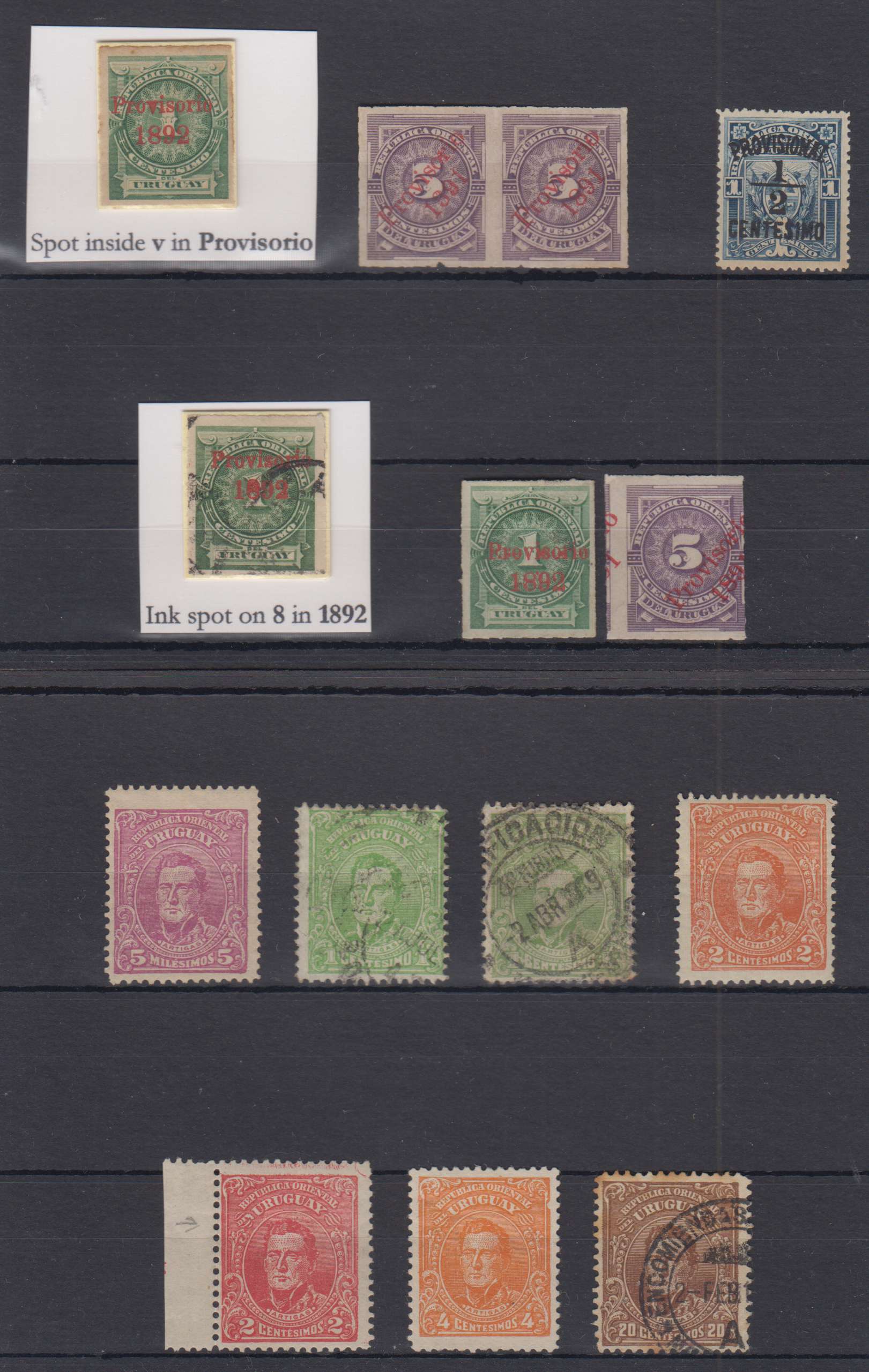 Uruguay 1892 — Varieties