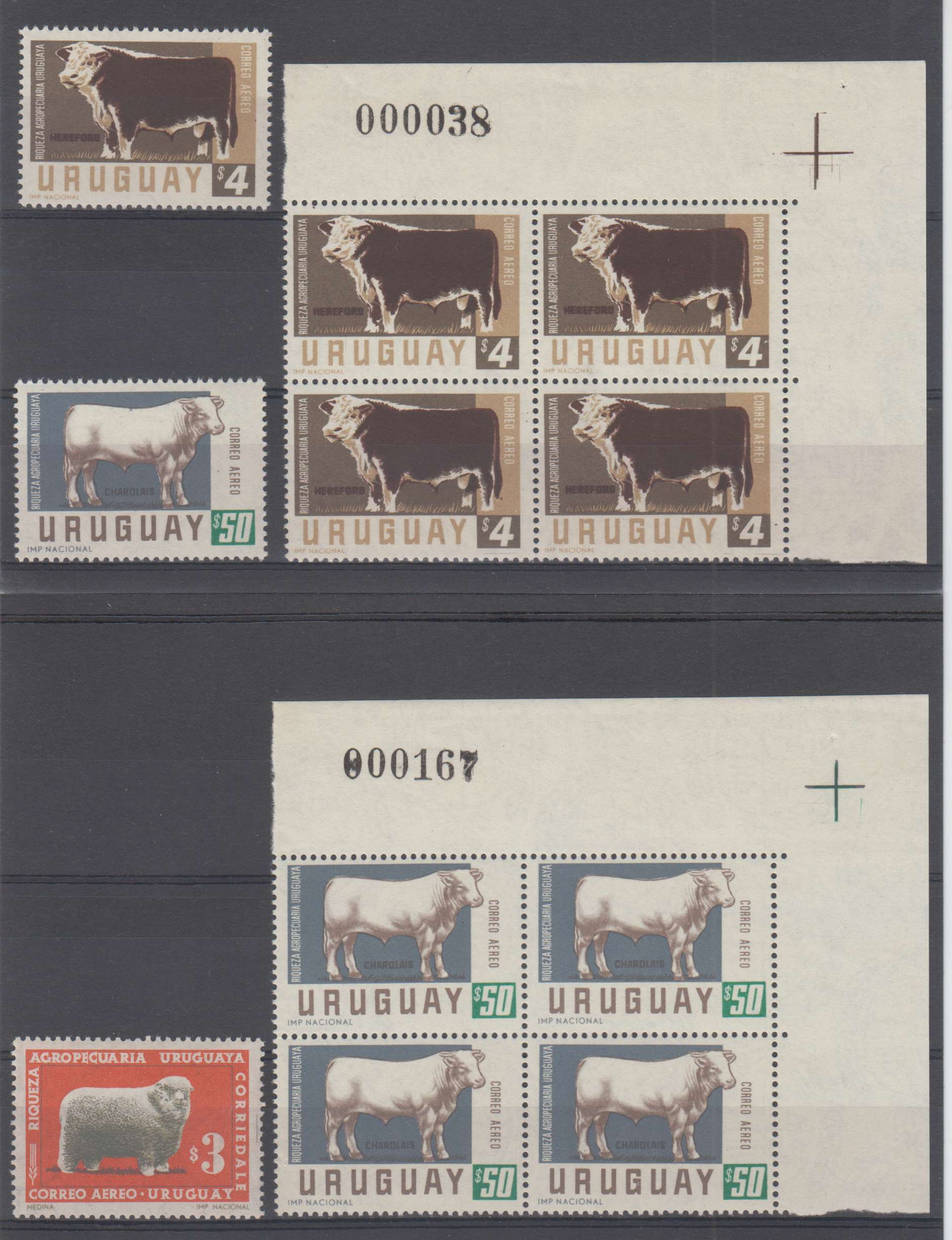 Uruguay 1966 — Scott C290, C296, C304, C398 & C406a-C406b