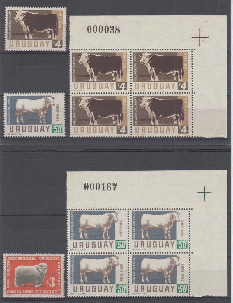 Uruguay 1966 — Scott C290, C296, C304, C398 & C406a-C406b