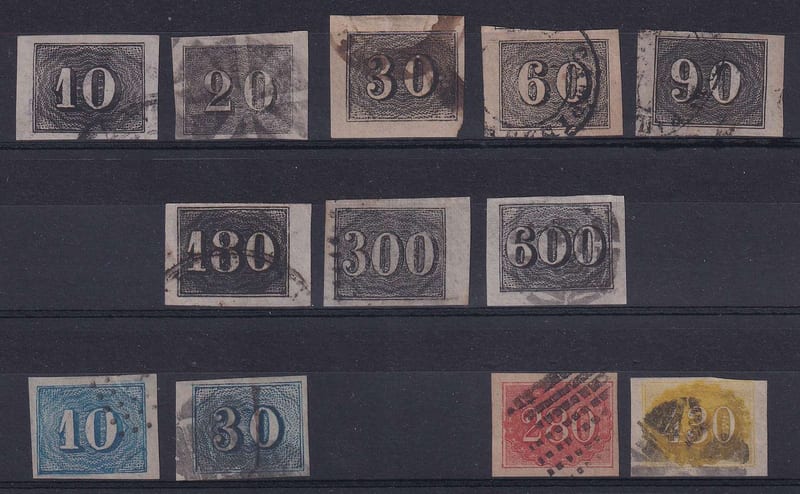Brazil 1850 — Scott 21-28 & 37-40