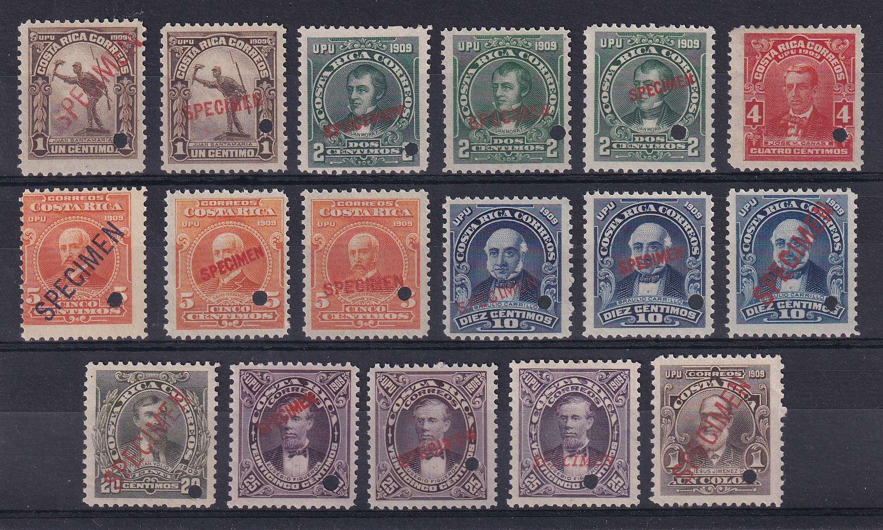 Costa Rica 1910 — Scott 69-76