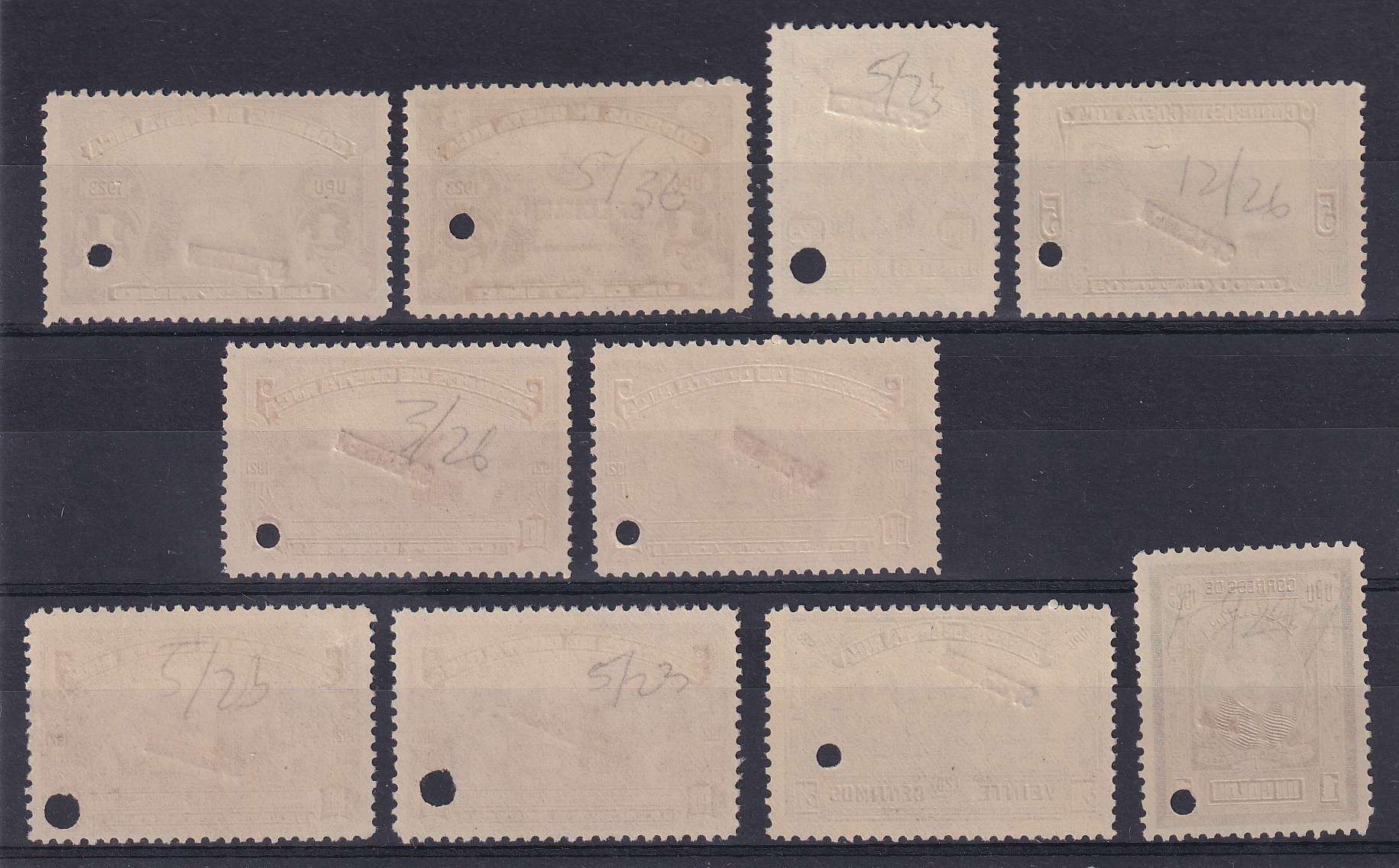 Costa Rica 1923 — Scott 117, 119, 121-123 & 125-127 top values