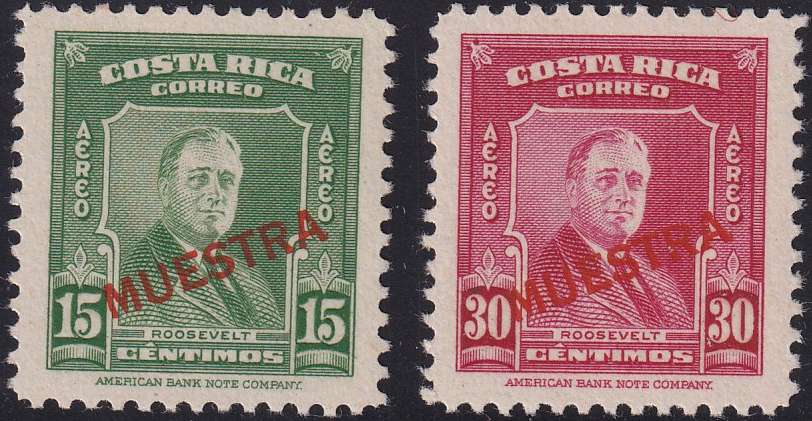 Costa Rica — Scott C160-c161 overprinted "Muestra" (specimen in red)