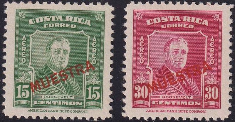 Costa Rica — Scott C160-c161 overprinted "Muestra" (specimen in red)