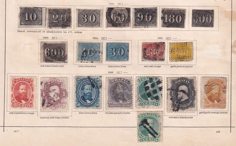 Brazil 1850 — Collection on 9 album pages including better full sets & key values plus high catalogue…