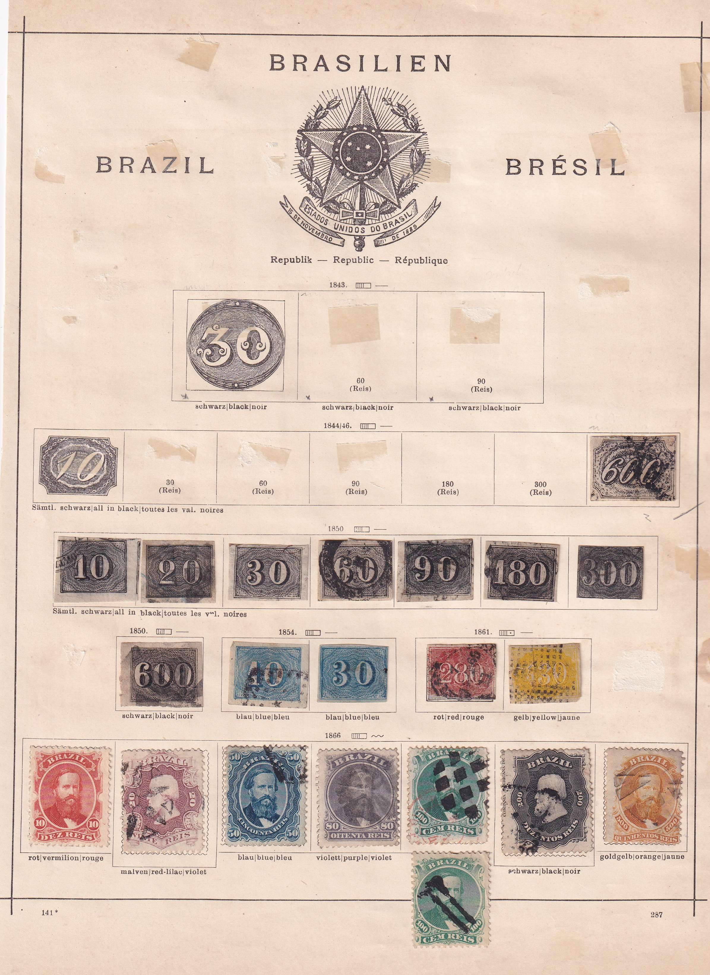 Brazil 1850 — Collection on 9 album pages including better full sets & key values plus high catalogue…
