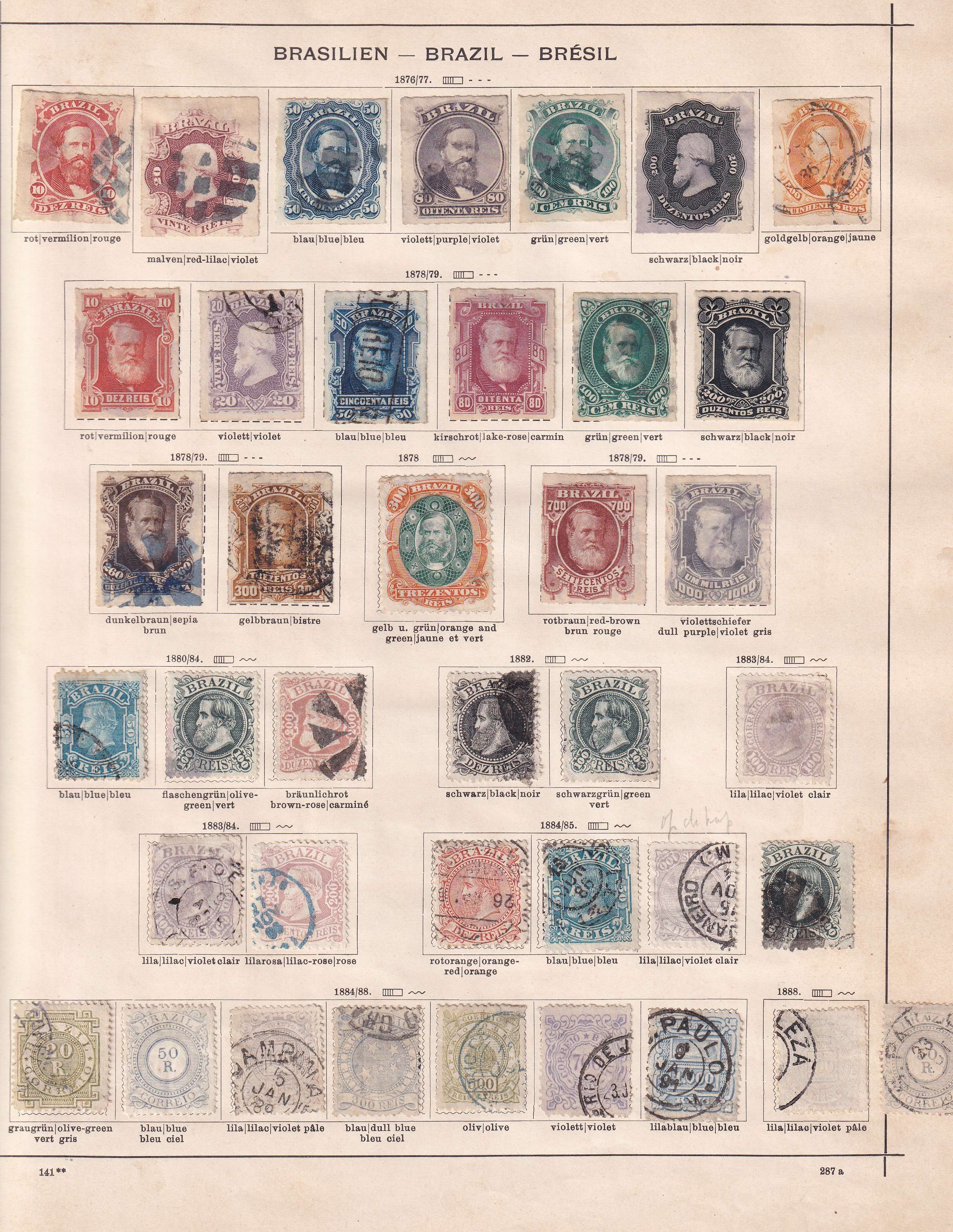 Brazil 1850 — Collection on 9 album pages including better full sets & key values plus high catalogue…