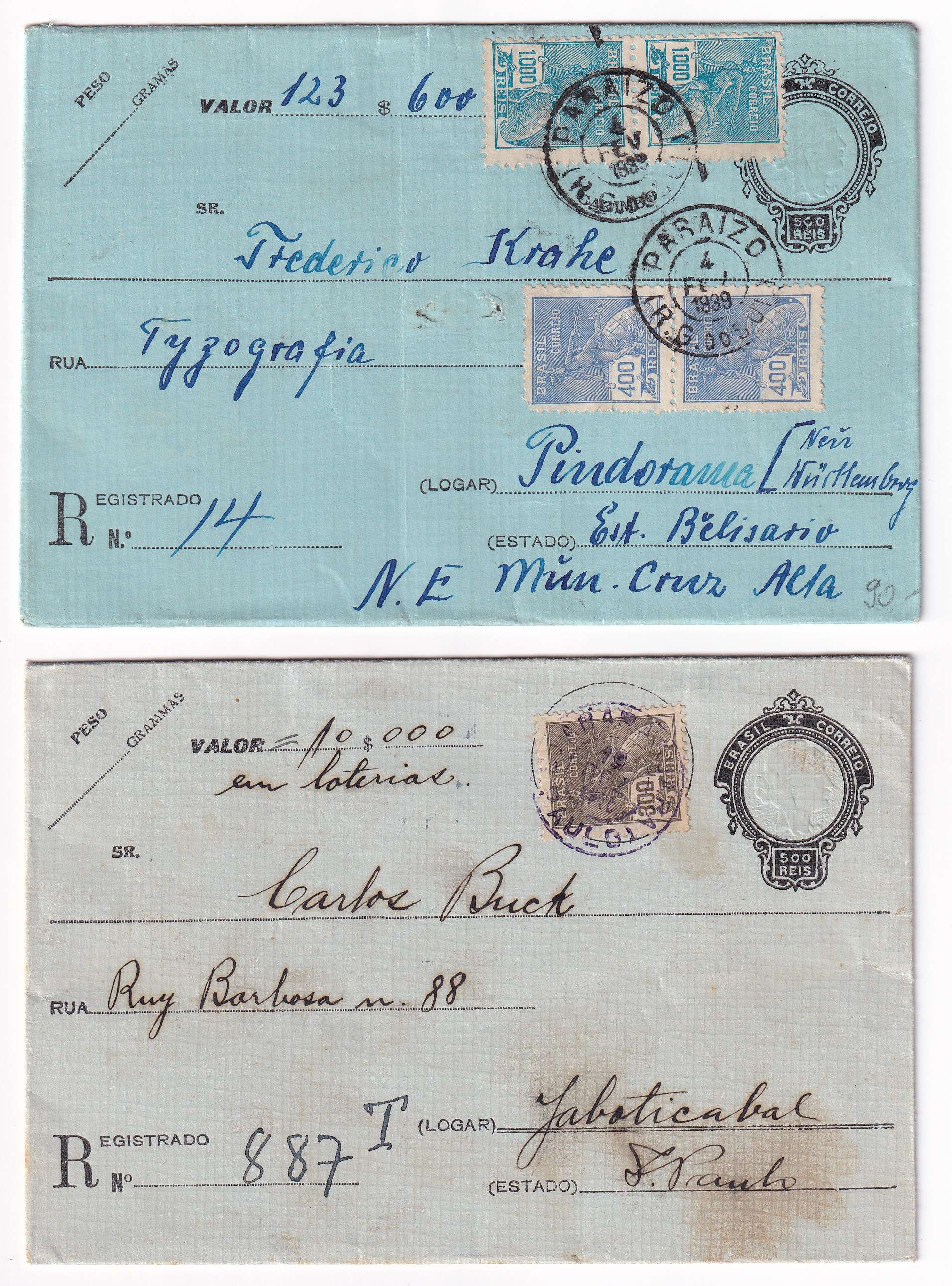 Brazil 1928 — R-envelopes