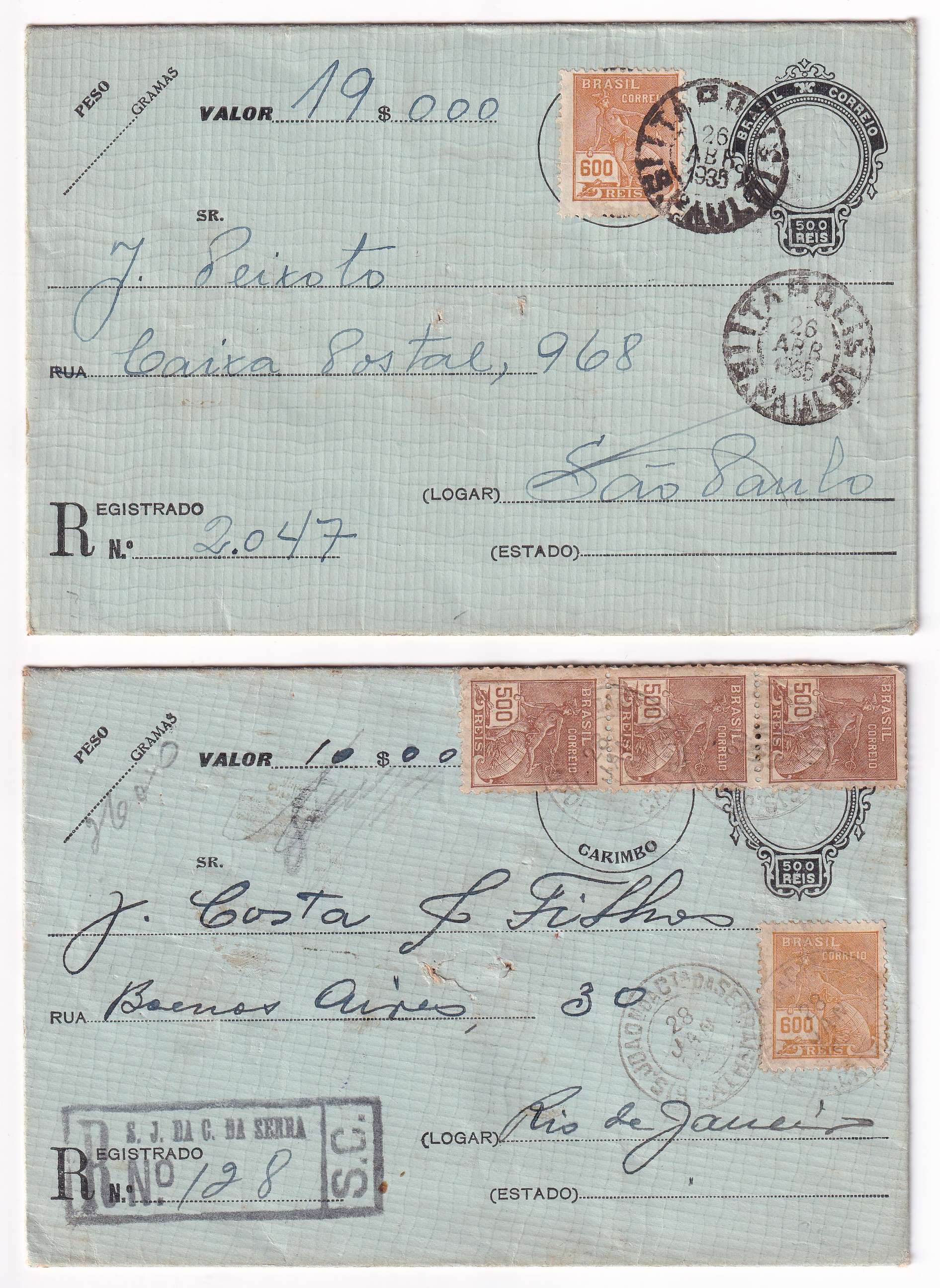 Brazil 1931 — R-envelopes