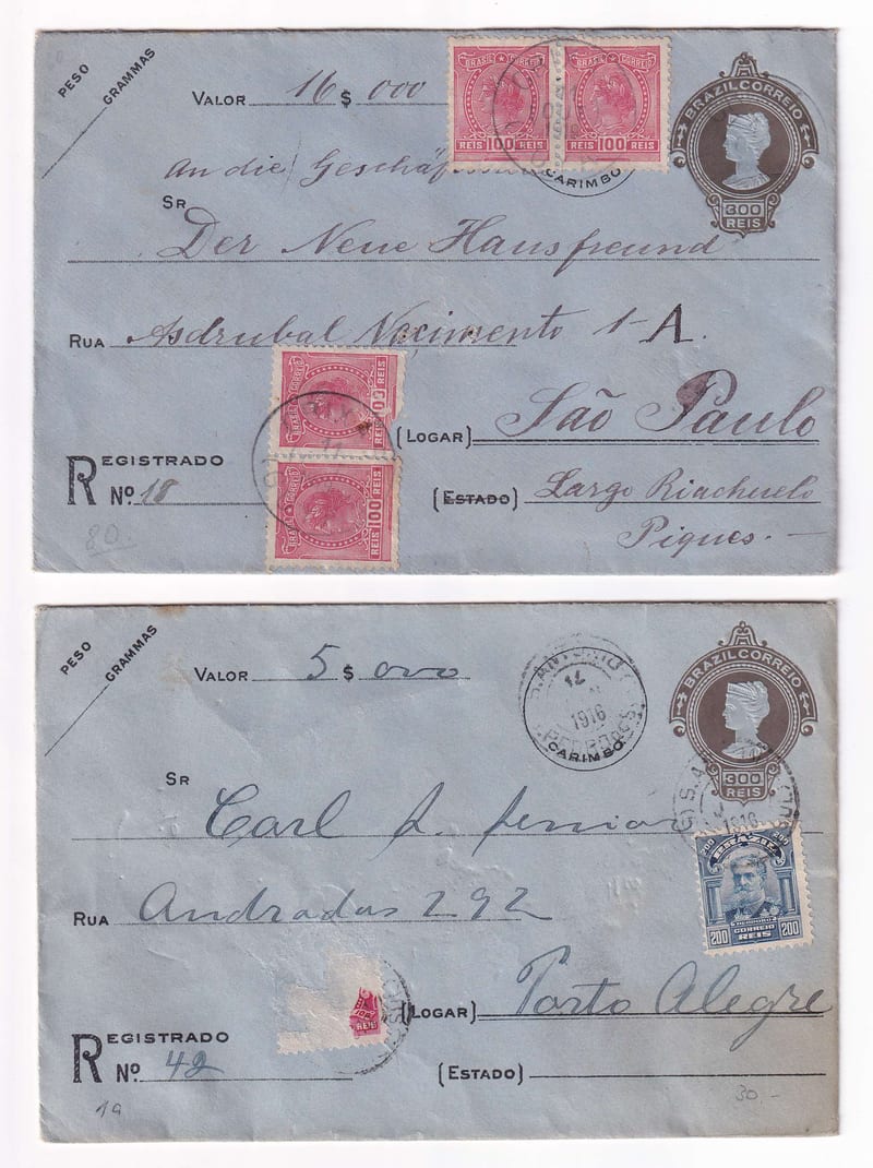 Brazil 1916 — R-envelopes