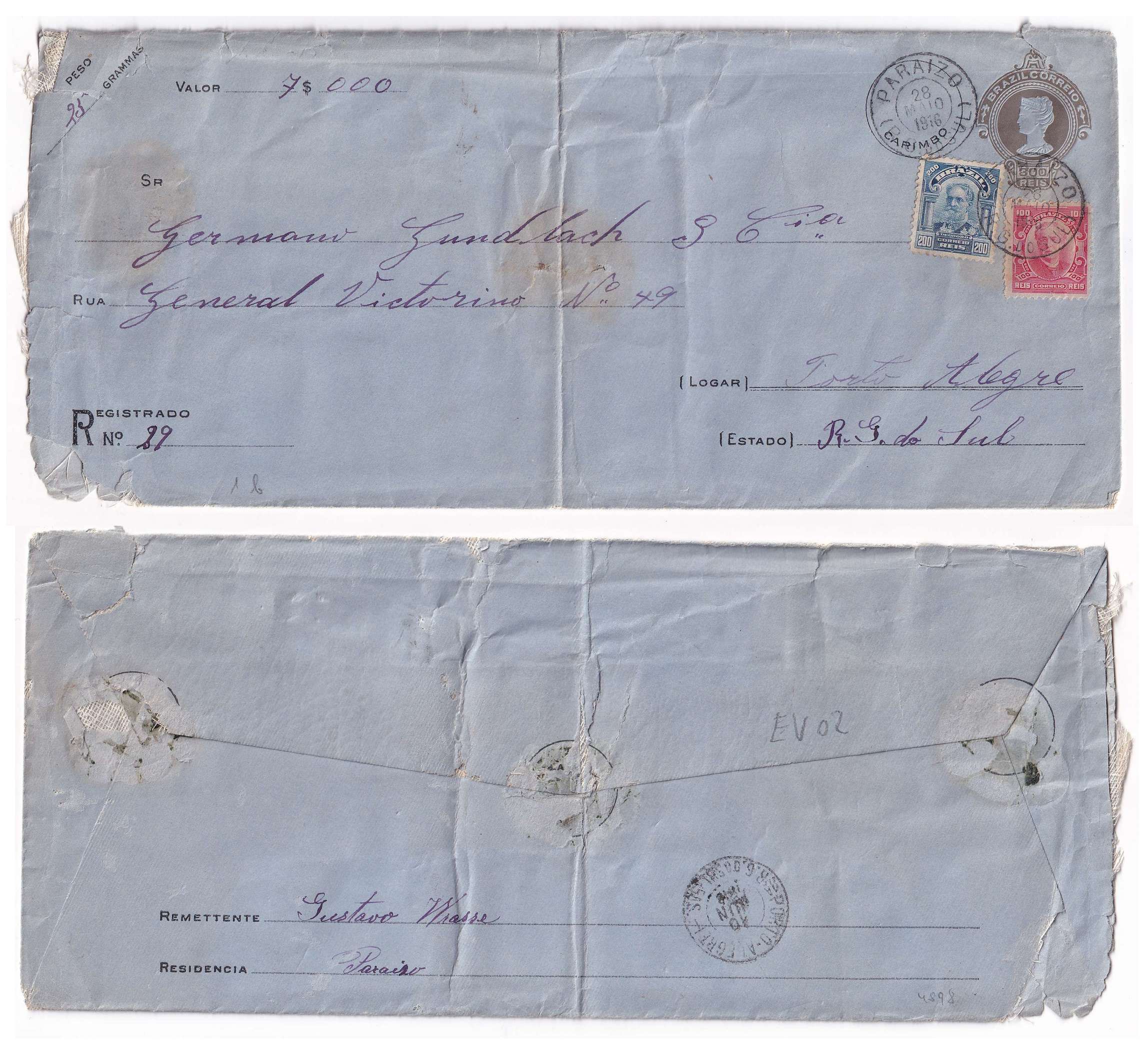 Brazil 1916 — R-envelopes