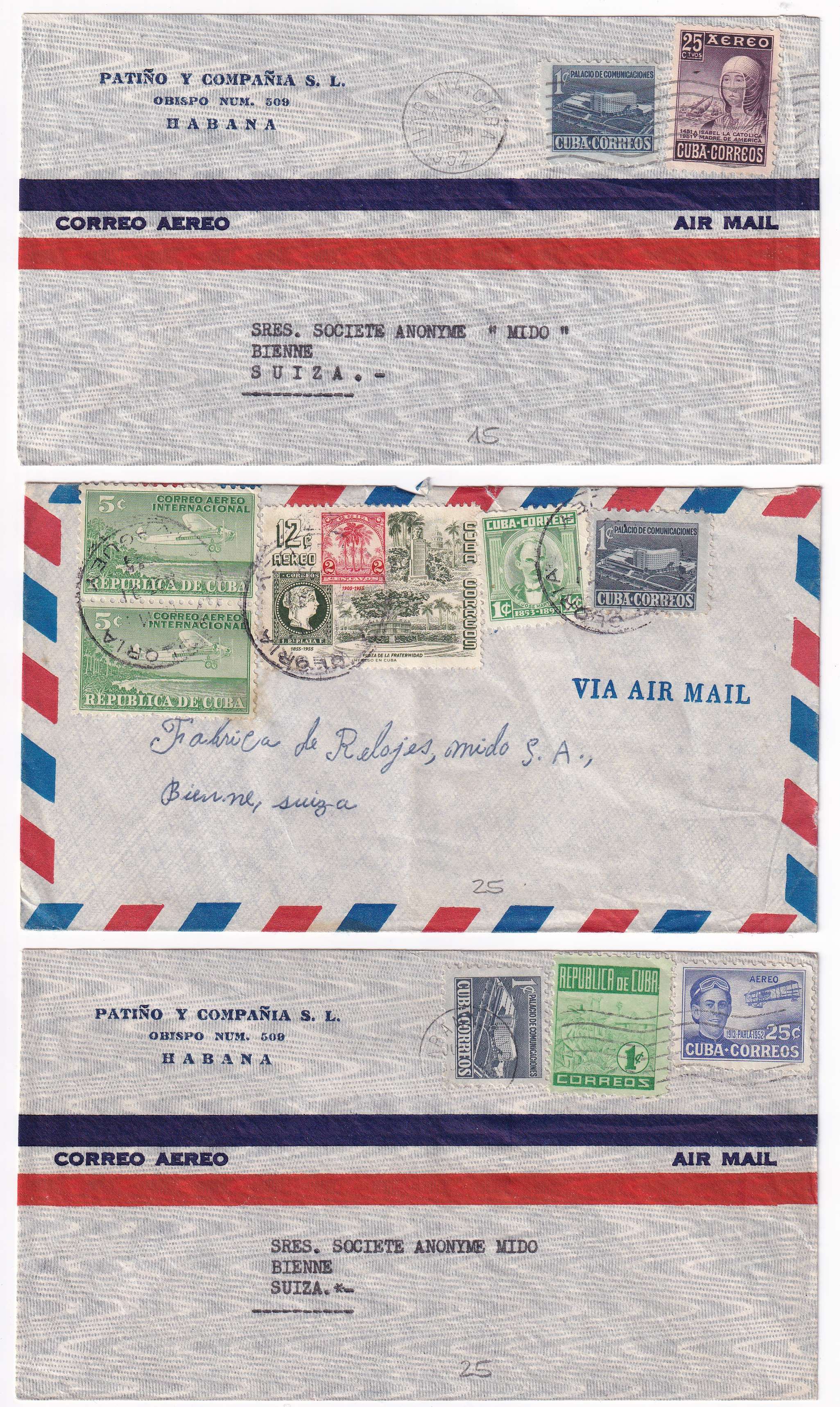 Cuba 1947 — Better collection of 24 covers to Switzerland including different rates + postal tax…
