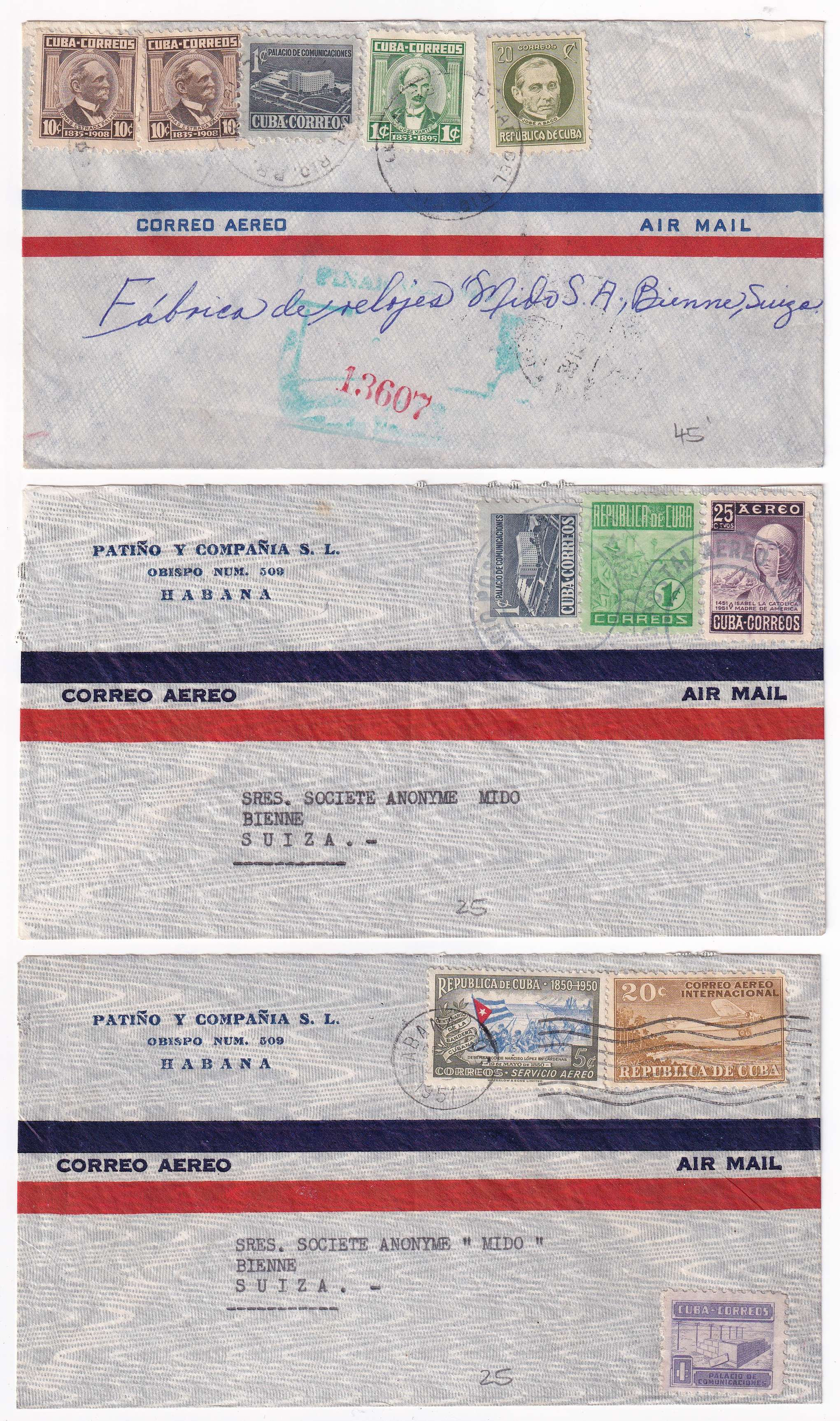 Cuba 1947 — Better collection of 24 covers to Switzerland including different rates + postal tax…