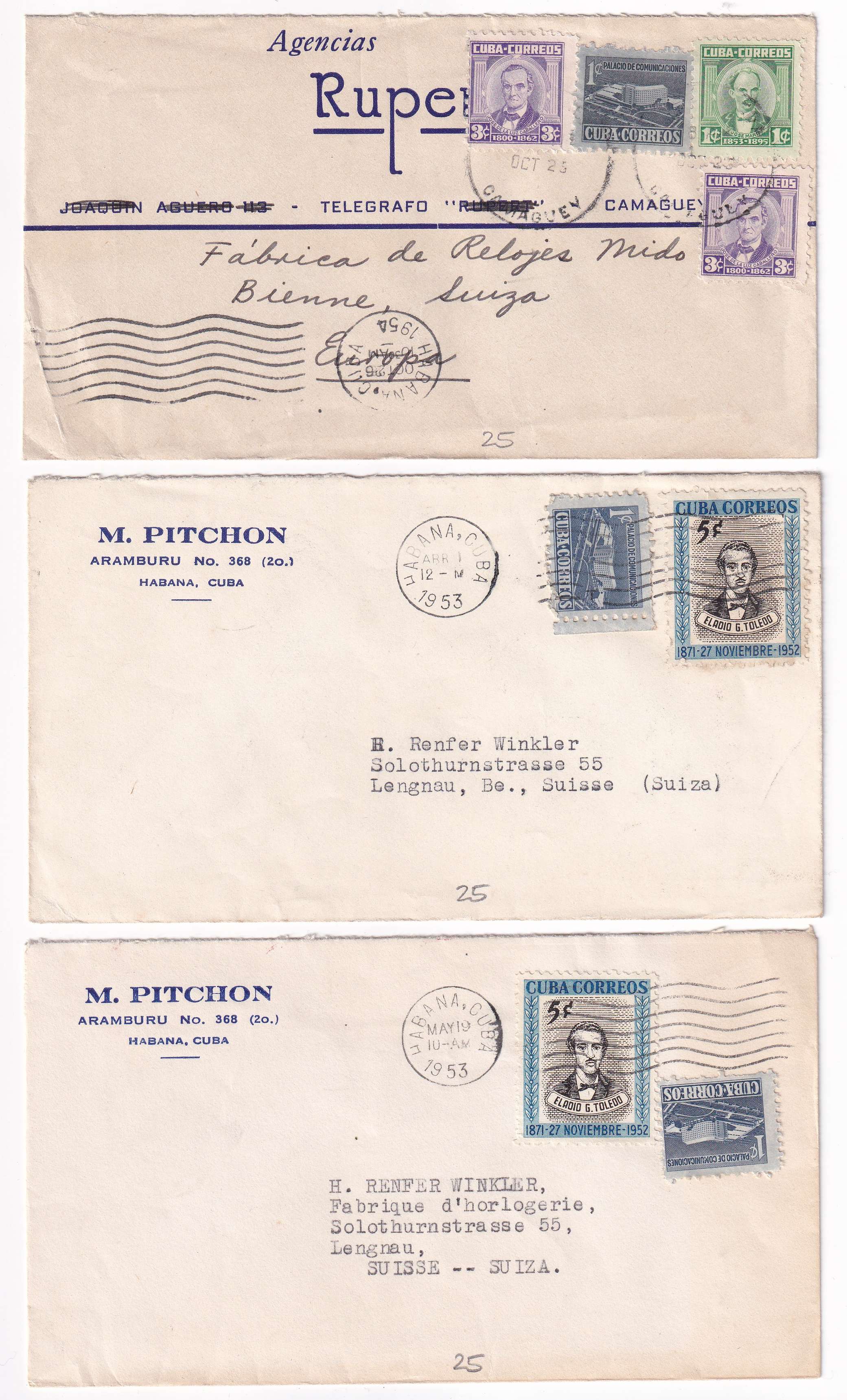 Cuba 1947 — Better collection of 24 covers to Switzerland including different rates + postal tax…
