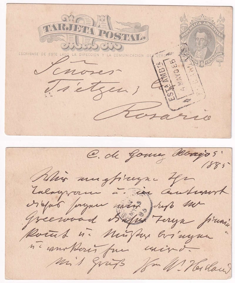 Argentina 1885 — Railroad Transit Post Office Cancel