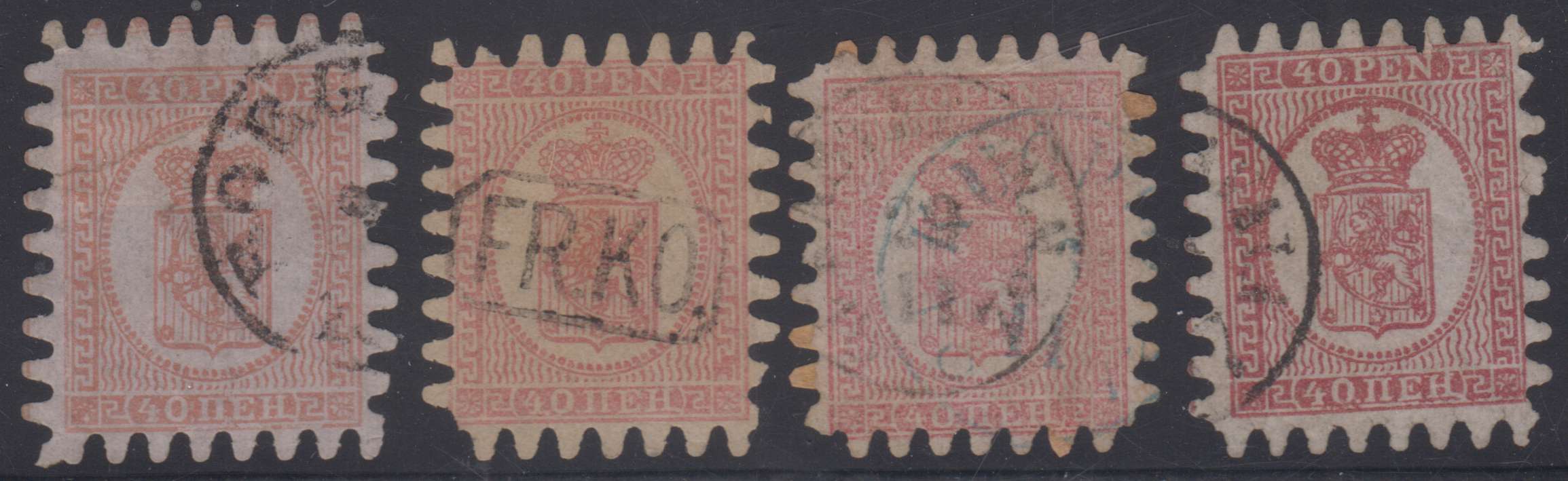 Finland 1866 — Scott 10 (2x), 10B & 10D